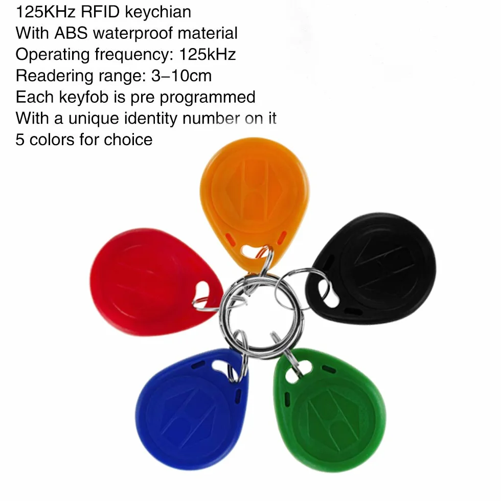 HERNAS 100pcs 125KHz RFID Key Fob Scheda di controllo accessi, ABS di alta qualità EM4100 Portachiavi RFID Porta chiave, Conforme ISO14443A, Sola lettura