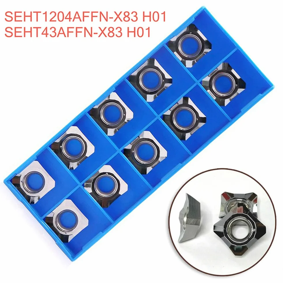 Inserti di tornitura in carburo seht1204affn -83 h01 seht 43 affn-83 inserto di fresatura per evidenziare alluminio 45deg indicizzabile inserto trapano