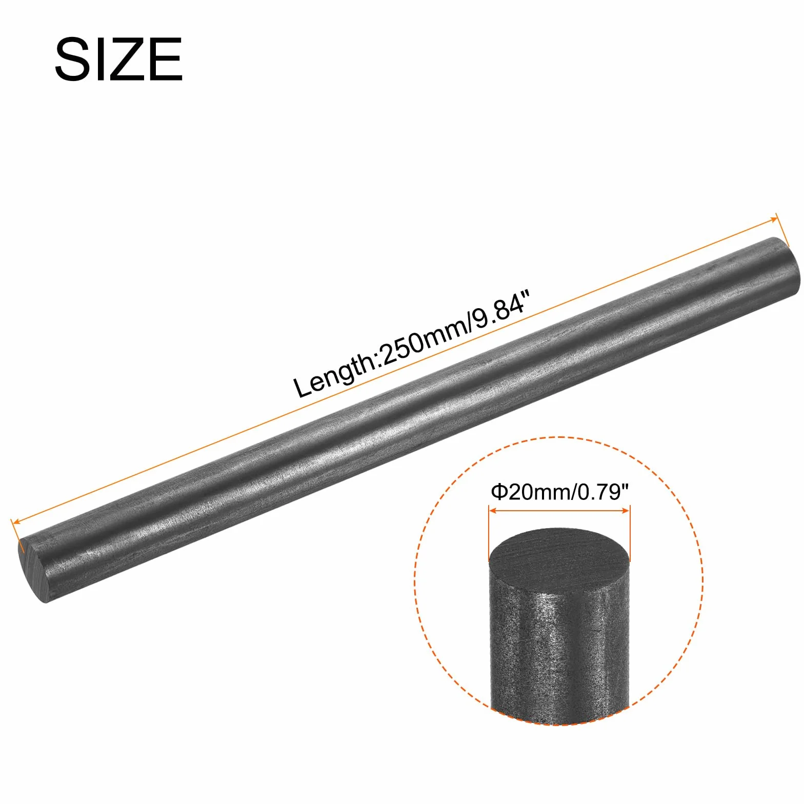 QUARKZMAN Astina di Stiratura in Grafite Cilindrica 250x20mm Nero