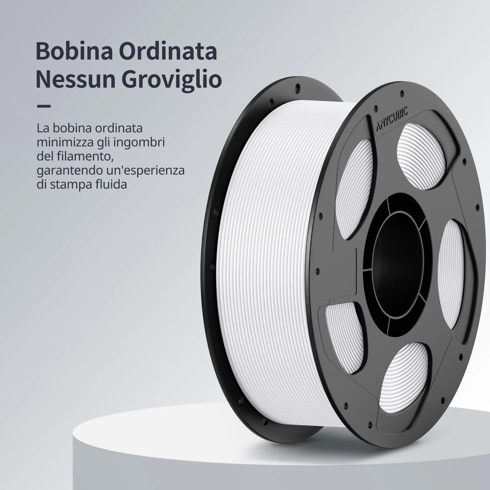 ANYCUBIC Filamento PLA 1,75 mm per Stampante 3D, Precisione +/- 0,02 mm, Bianco Brillante 1 KG