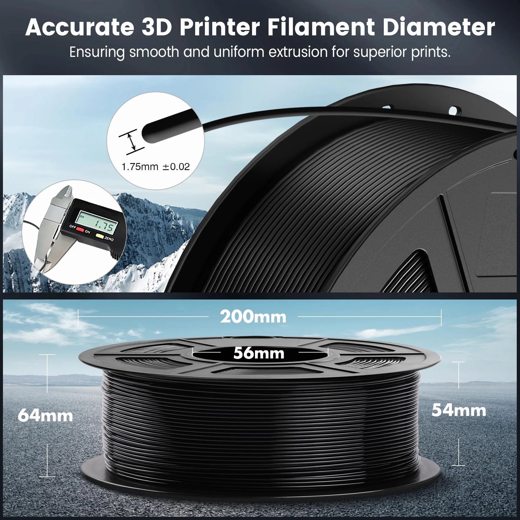 SUNLU PLA Filamento 1.75mm 1KG per Stampante 3D FDM Nero