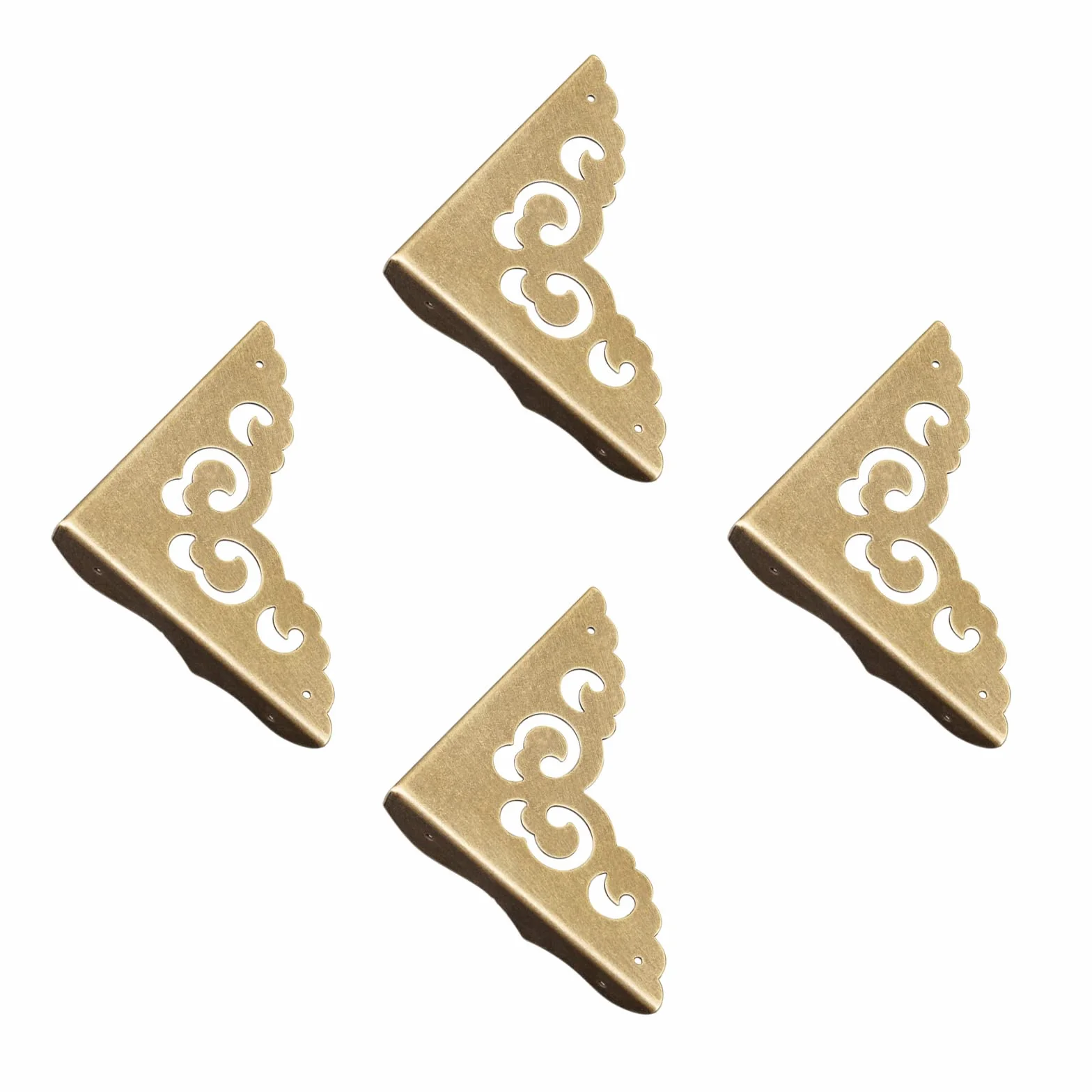 Morobor Protezioni angolari in ottone anticato, 4 pezzi, protezione decorativa per bordi in metallo, protezioni per angoli per scatole di legno, scatole regalo da scrivania