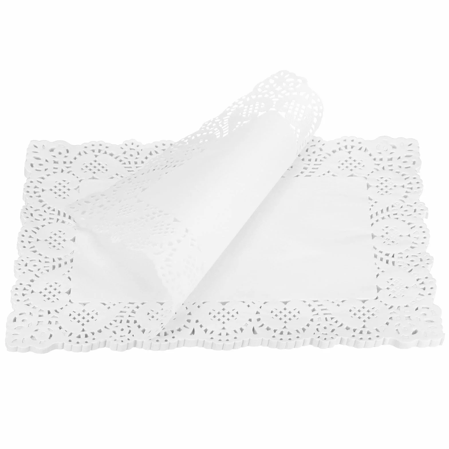 QUARKZMAN 100Pz Centrini Di Carta Pizzo Bianco 10x14 Pollici Rettangolari Per Tovagliette Matrimoni