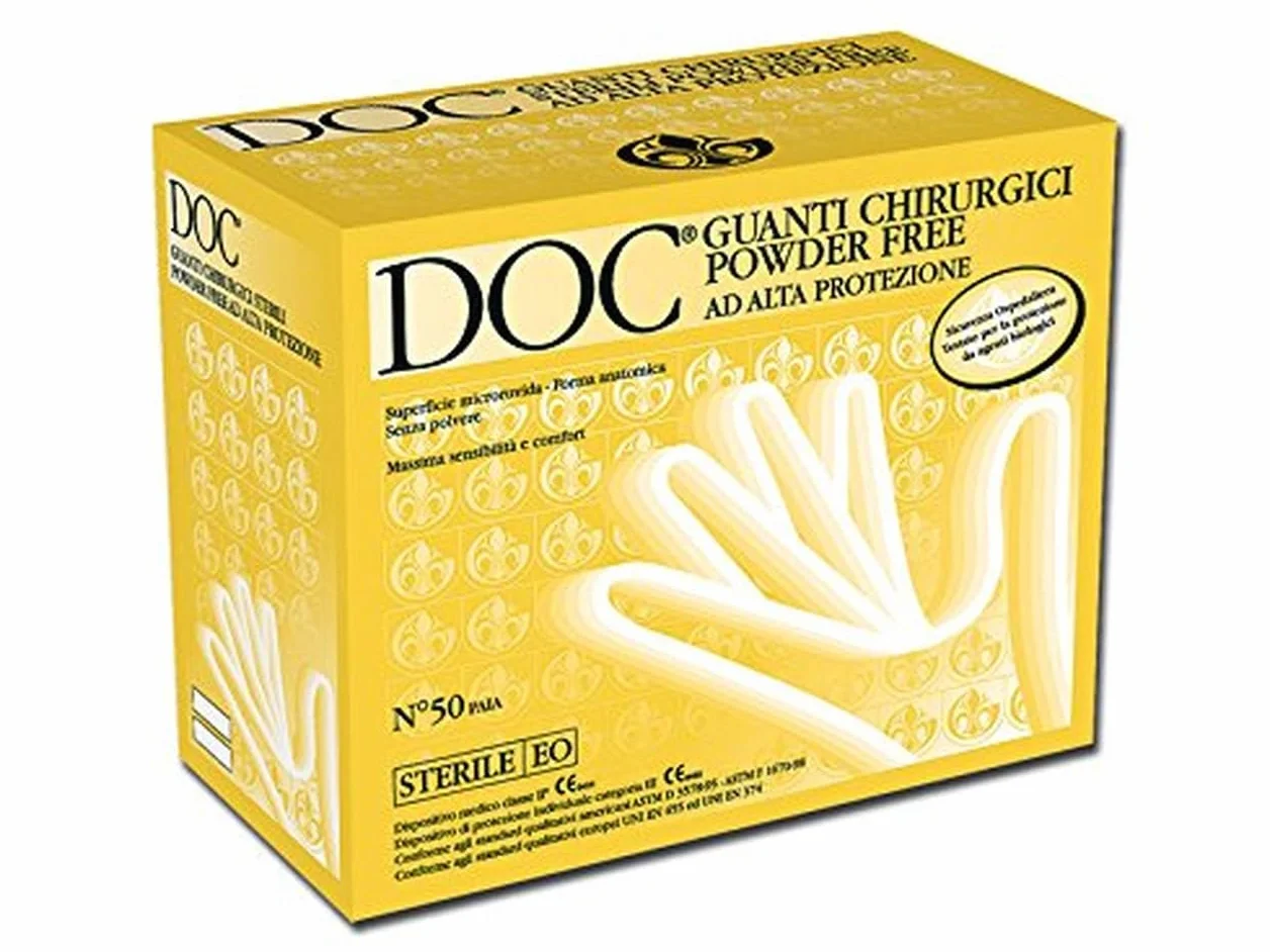 DOC Guanti Chirurgici Sterili 7.5 senza Polvere 50 Paia