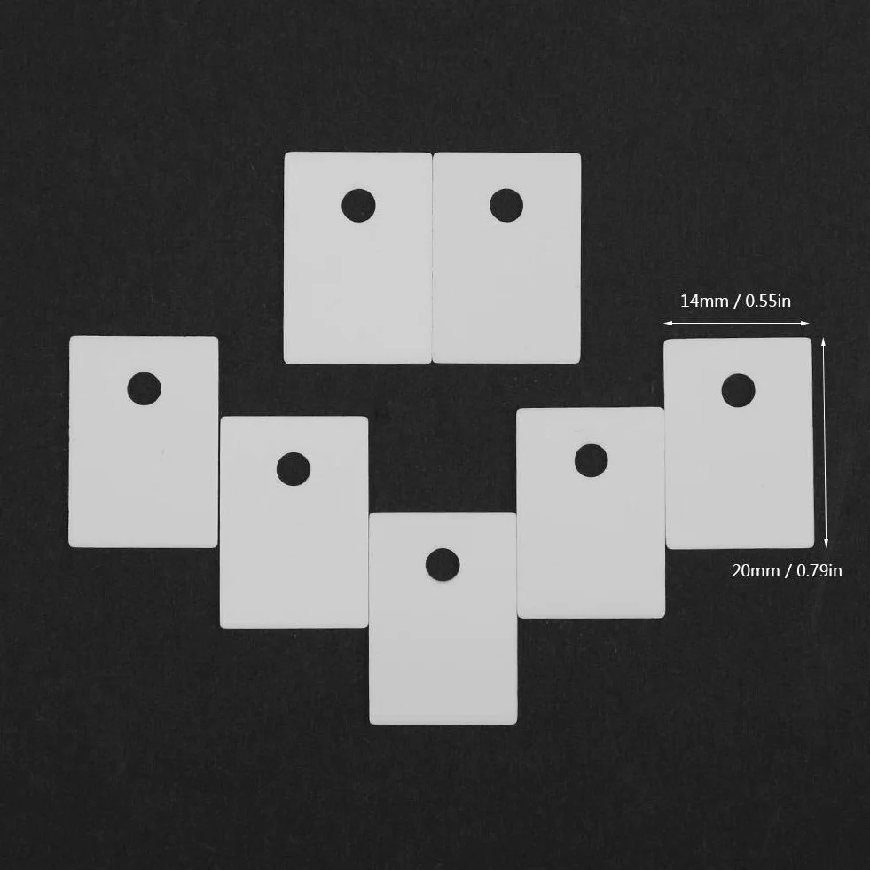 ViaGasaFamido Ceramica Isolante TO-220 per MOSFET e IGBT - 100 Pezzi con Alta Conducibilità Termica 20-25W/m.k, Foro 3.2mm, Dimensioni 14x20x1mm, Resistente 15KV
