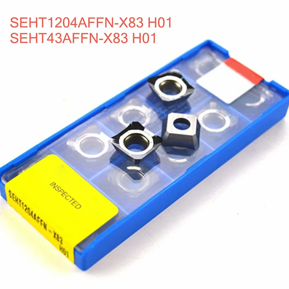 Inserti di tornitura in carburo seht1204affn -83 h01 seht 43 affn-83 inserto di fresatura per evidenziare alluminio 45deg indicizzabile inserto trapano