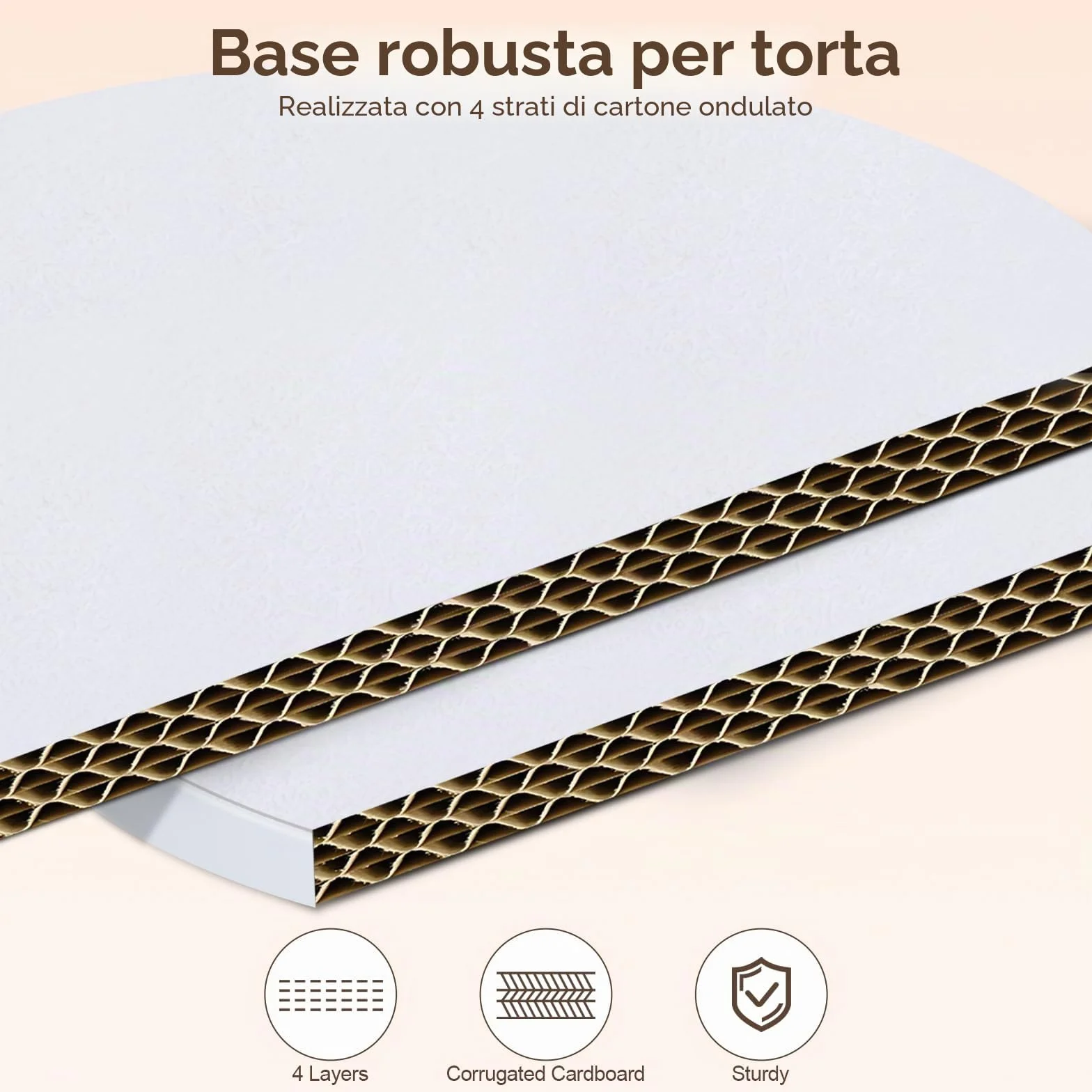 Sottotorta Tondo 25 cm x 12 mm Cartone Bianco Riutilizzabile Cake Board per Torte 8-10 Pollici