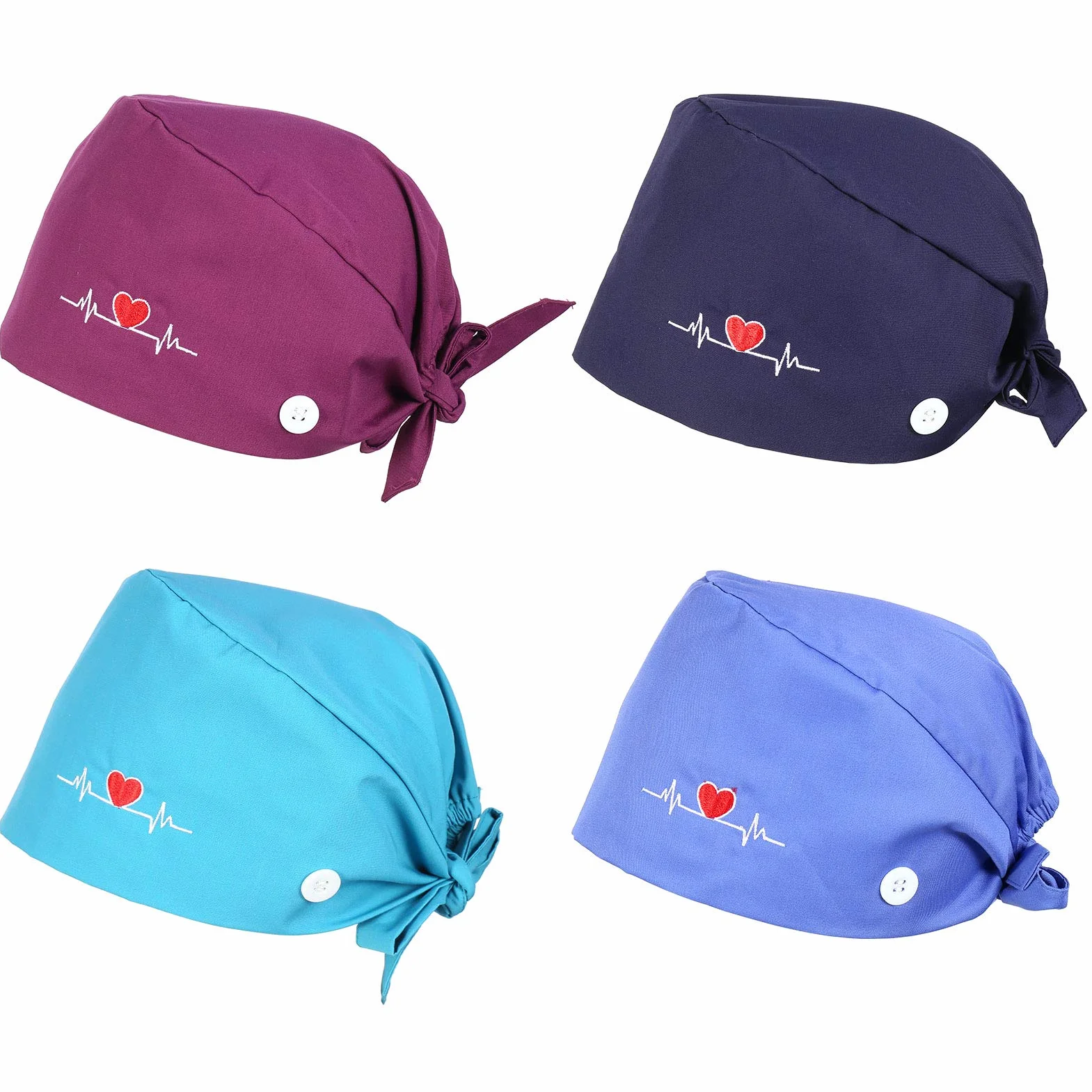 4 Pezzi Cappello Scrub Cotone Regolabil Bouffant Turbante Cappelli Cappello Medico per Unisex Donna Uomo Infermiere Forniture Cura Personale
