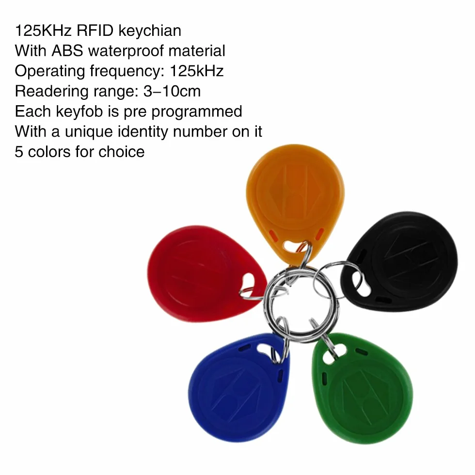 FST 100pcs EM 125KHz EM4100 Portachiavi Schede Controllo Accessi RFID Prossimità Portachiavi TK4100 Key Card Smart ID Sola Lettura (Black)