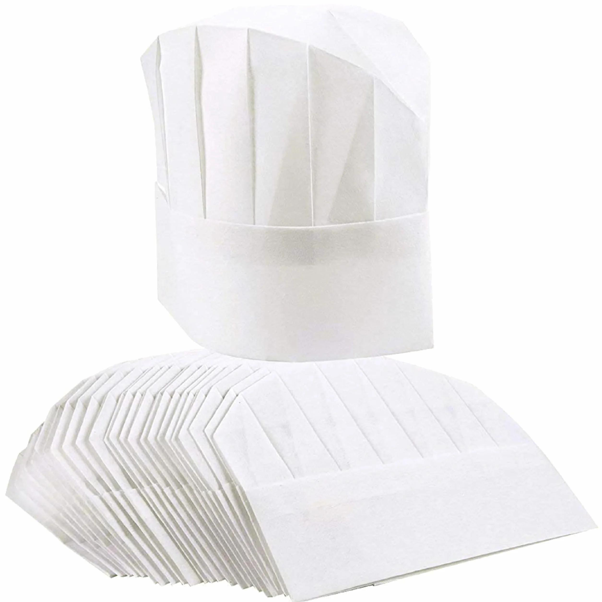 Cappelli da Cuoco Bianchi di Carta, Pacco da 24, Regolabili 50-56 cm