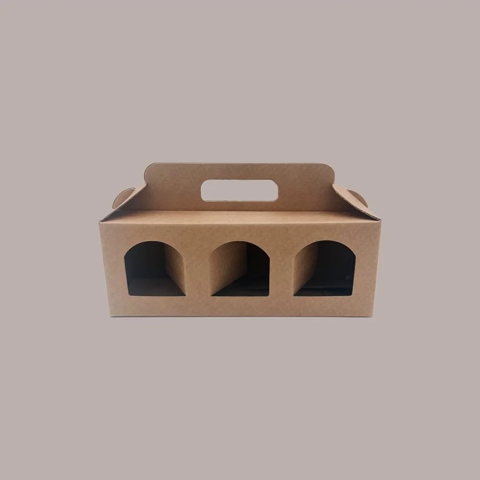 Lucgel Scatola Porta 3 Vasetti Confetture Creme Cartoncino Avana 250x80H90mm 10 pezzi