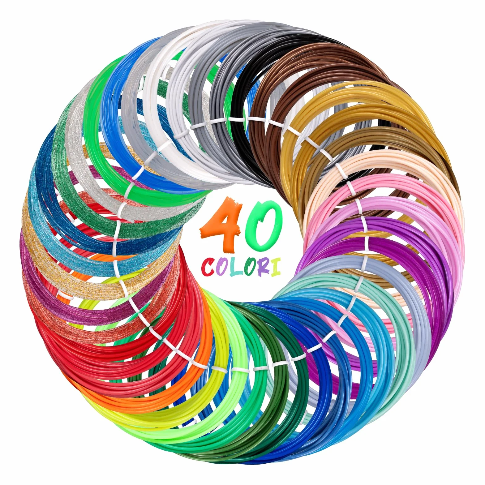 Kretrum 40 colori 3D penna filamento PLA 1,75 mm compatibile MYNT3D SCRIB3D 394 piedi
