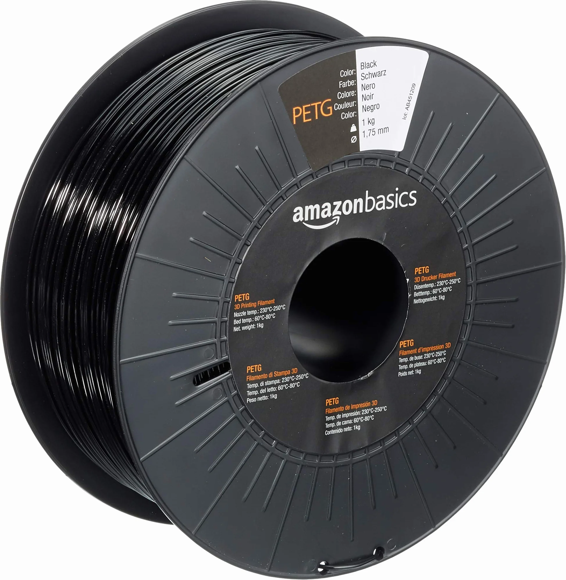 Amazon Basics Filamento PETG 1.75 mm nero 1 kg per stampanti 3D