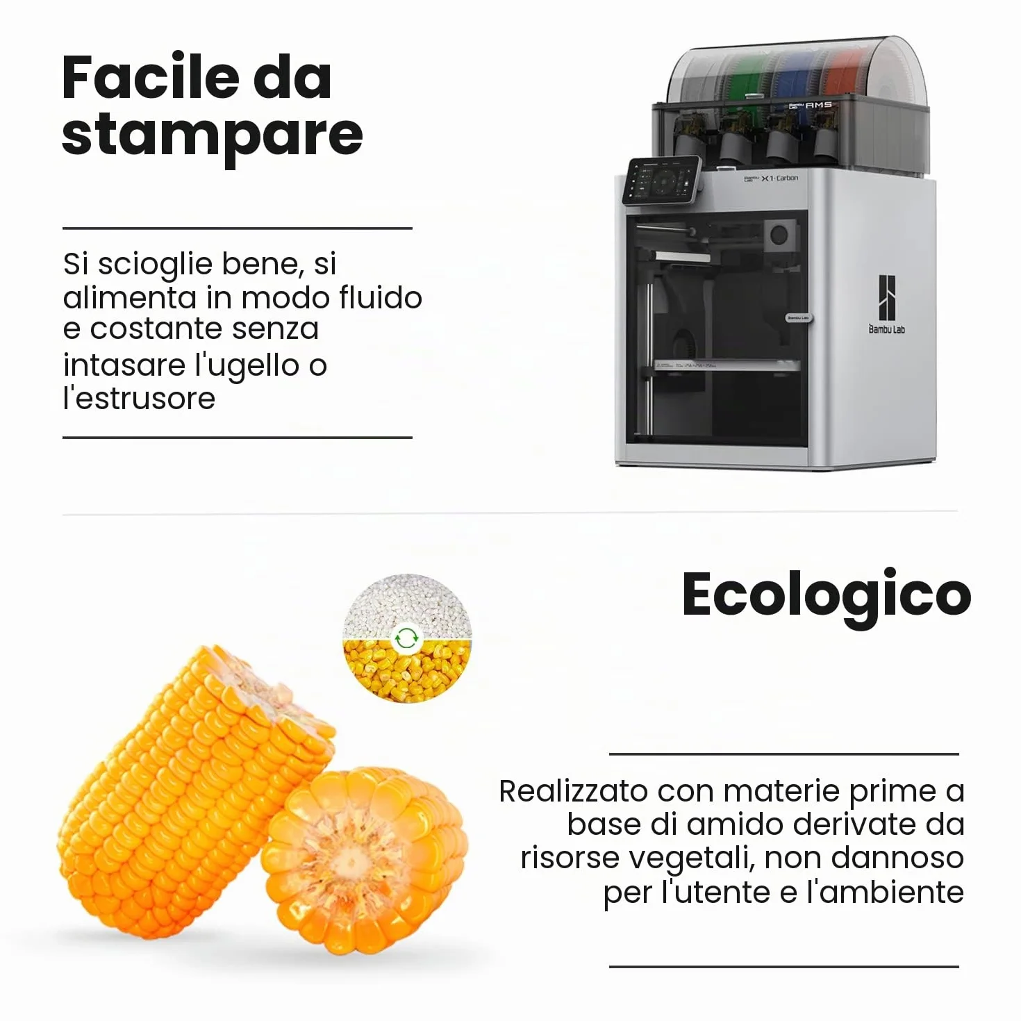 eSUN Filamento PLA+ 1.75mm 1kg Bobina Bianco Freddo per Stampante 3D