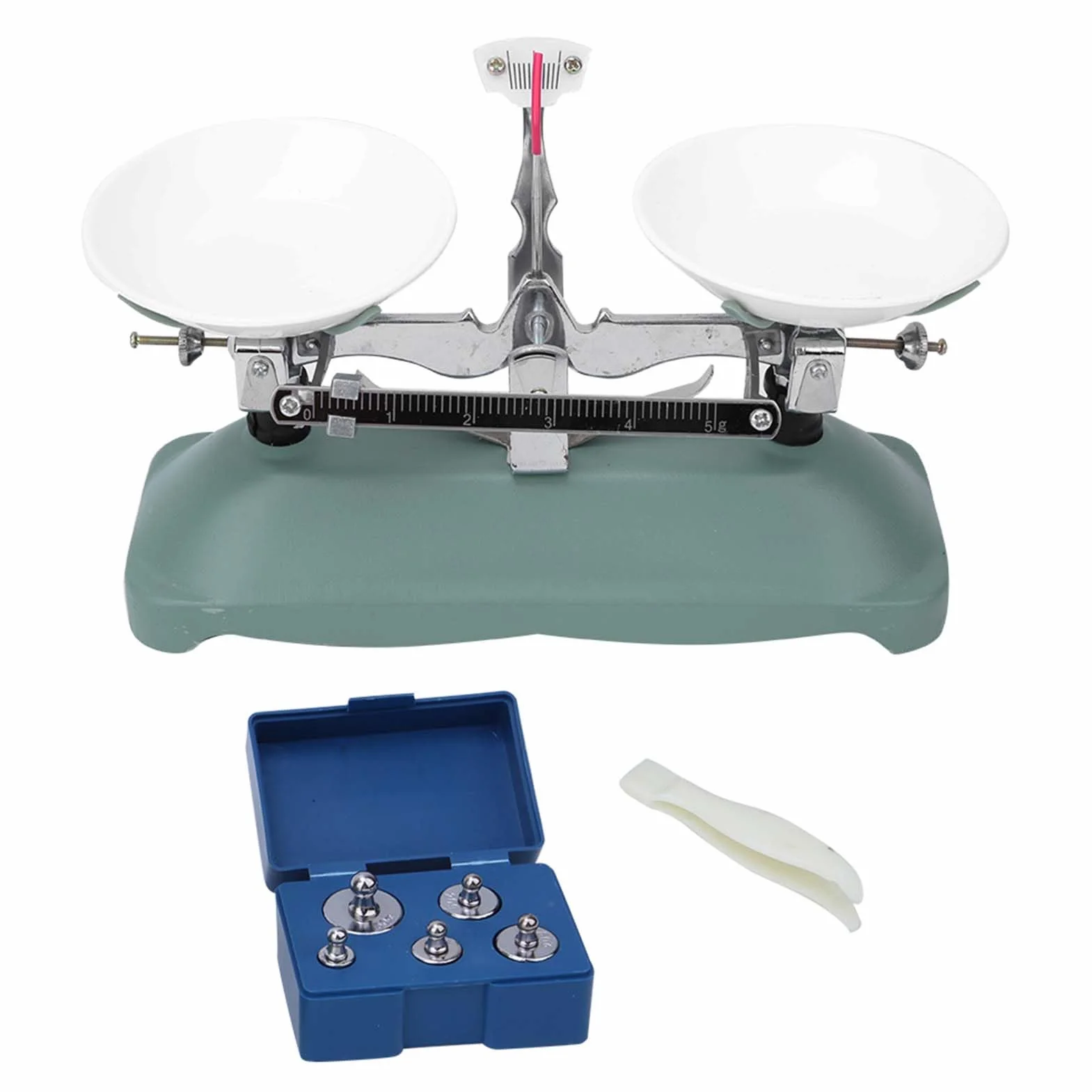 Vassoio per Bilancia Meccanica con Kit di Pesi Completo per Esperimenti di Fisica e Chimica, Bilancia in Metallo di per Dati Accurati e Utilizzo Robusto, 100 G e 500