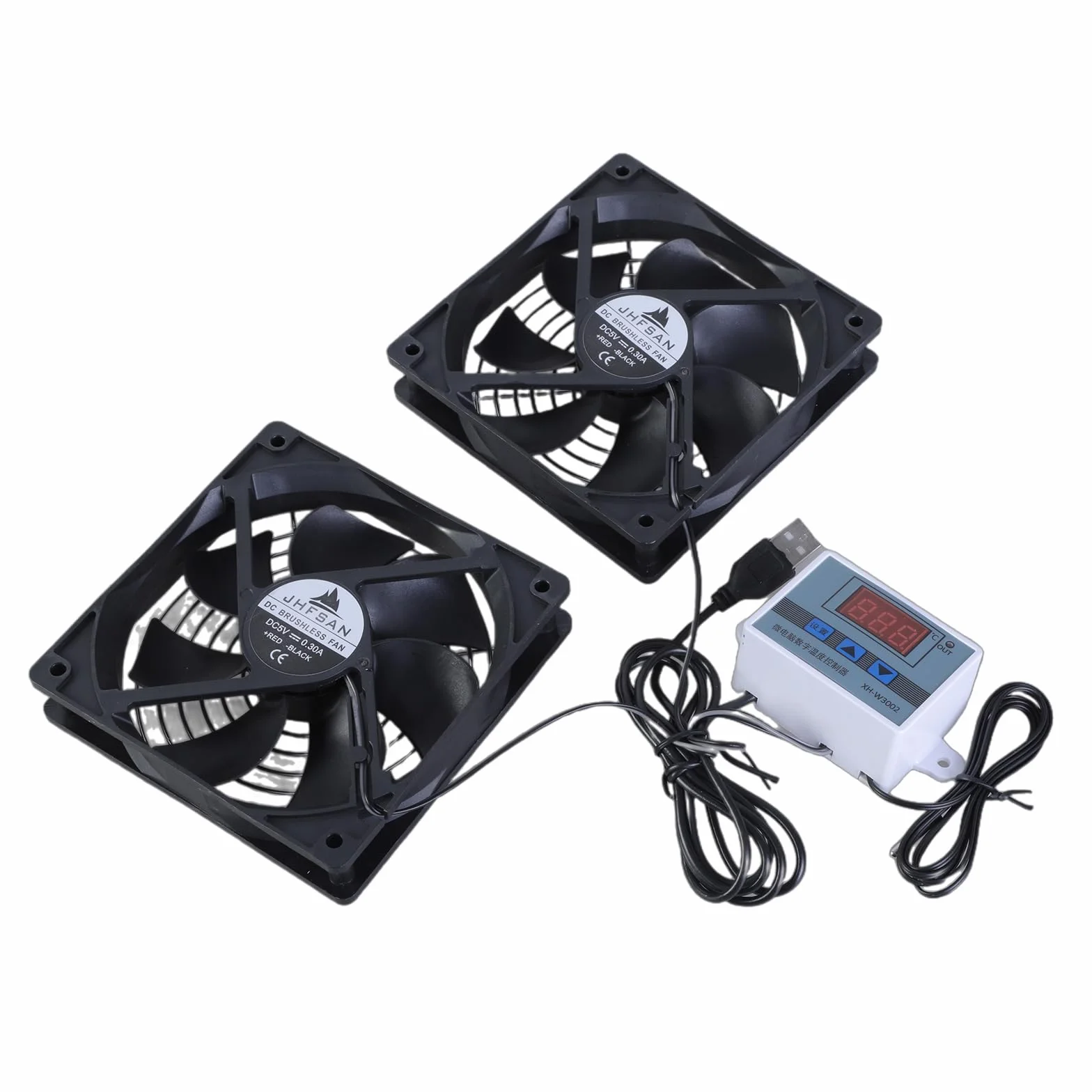Sistema di ventole di raffreddamento USB da 120 mm, silenzioso per armadietti, con termostato regolabile 0-60℃ per armadietti home theater