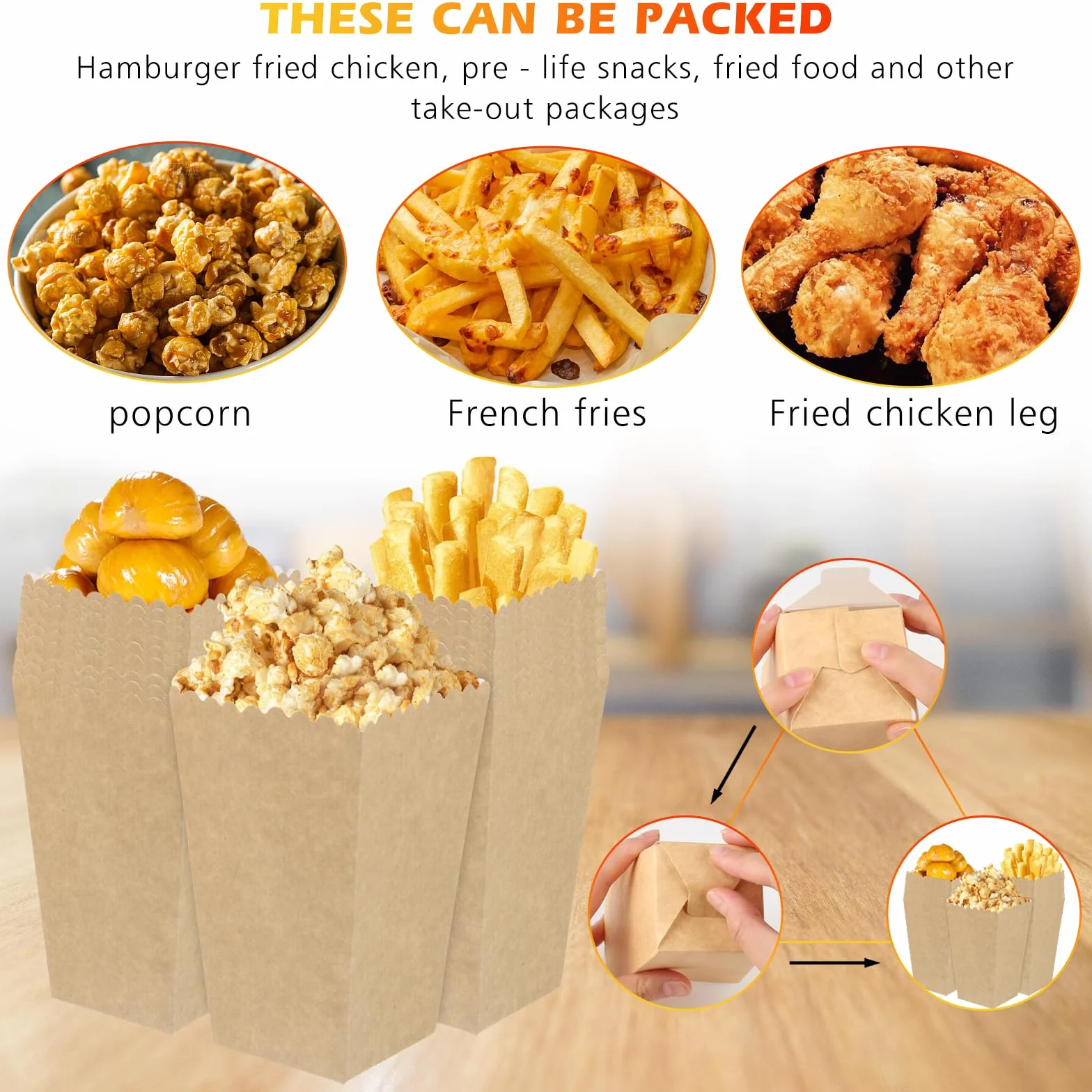 Sacchetti popcorn in carta kraft 100 pezzi per feste matrimoni compleanni