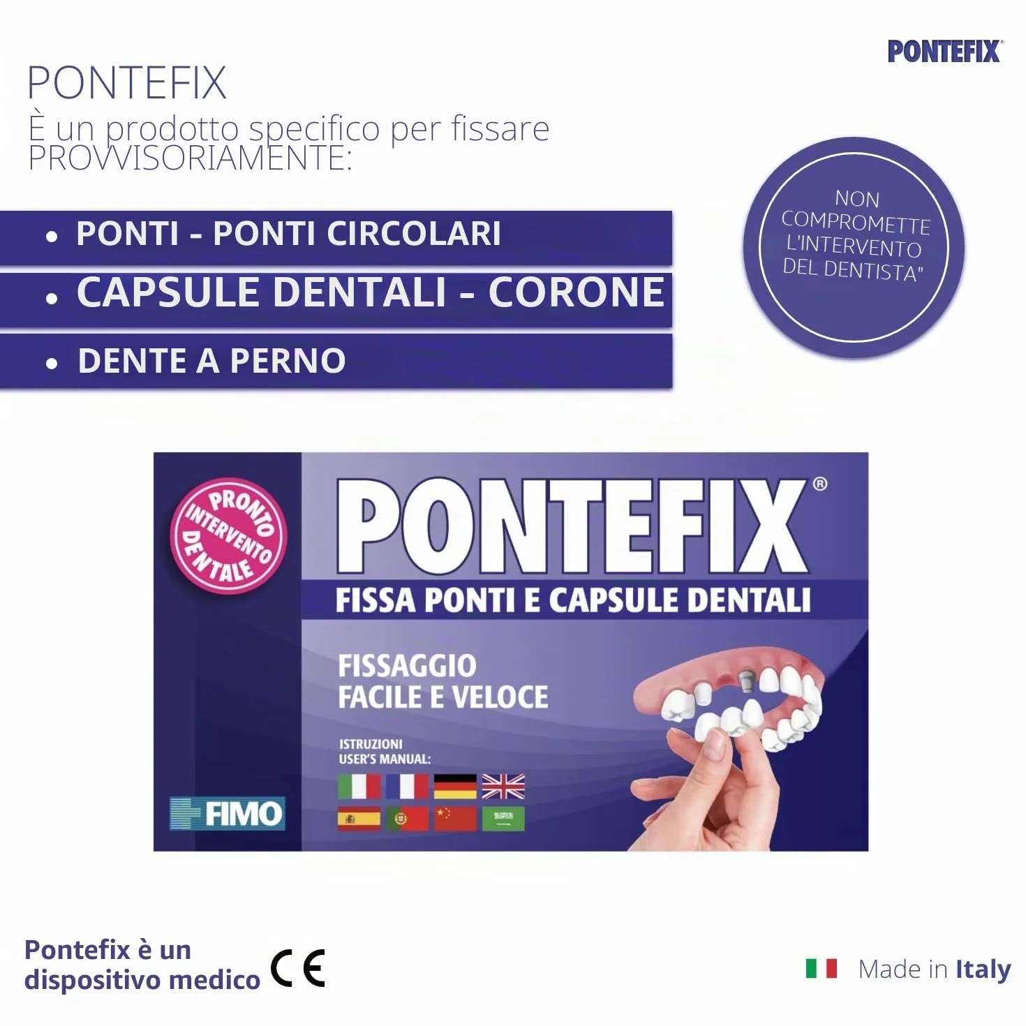 Cemento Dentale per Fissare Ponti, Capsule Dentali e Denti Pivotanti