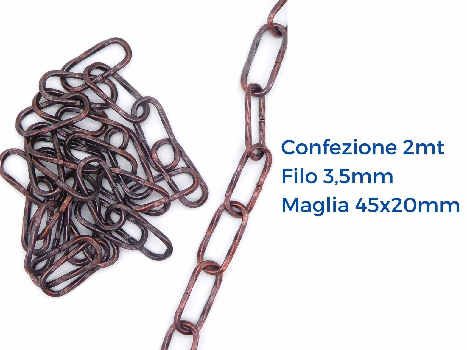 2mt catena ritorta bronzo per lampadario Filo 3,5mm Maglia 45x20mm