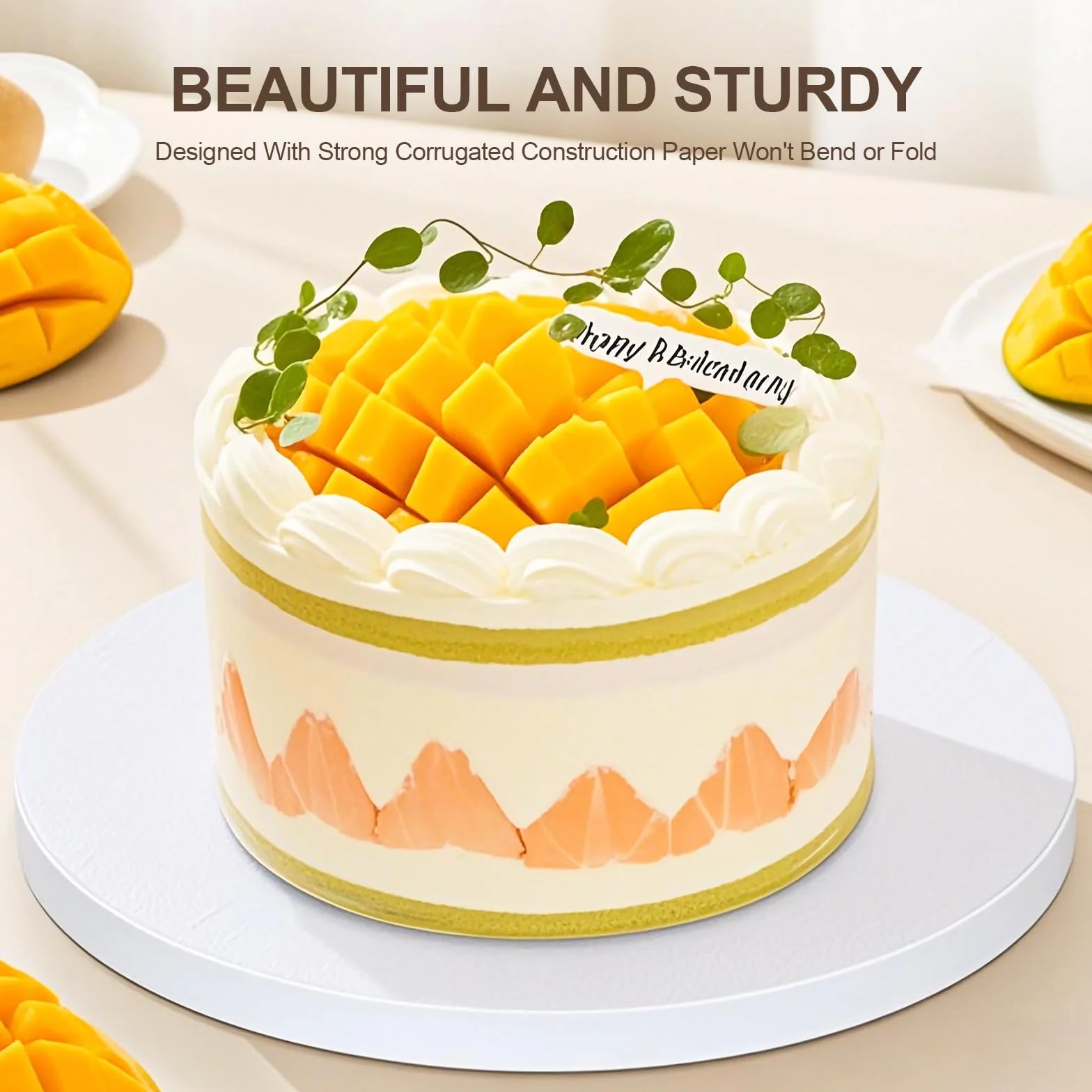 Sottotorta Tondo 25 cm x 12 mm Cartone Bianco Riutilizzabile Cake Board per Torte 8-10 Pollici