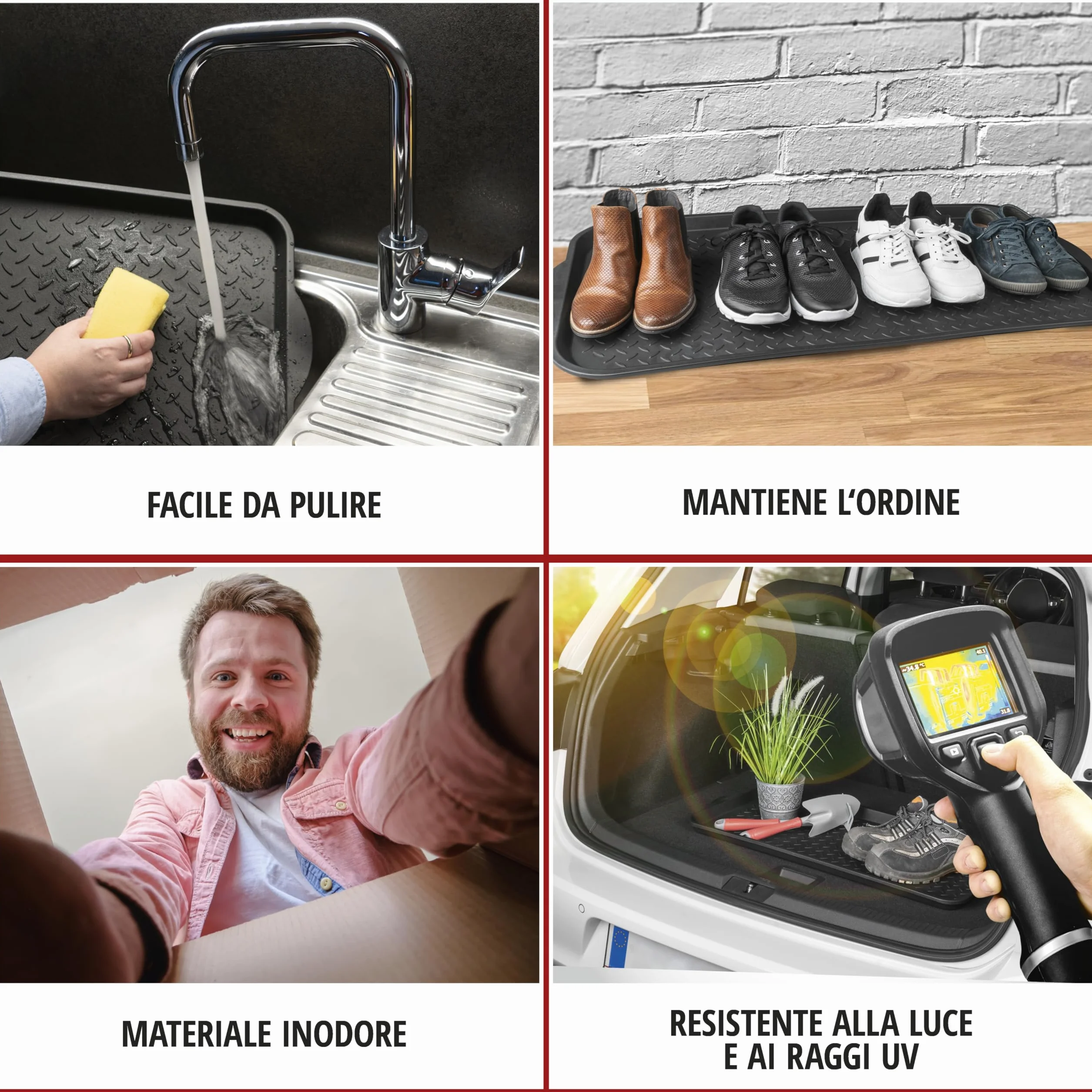 WALSER Safetray Cassetto Multifunzione Plastica 77x35x3 cm Nero