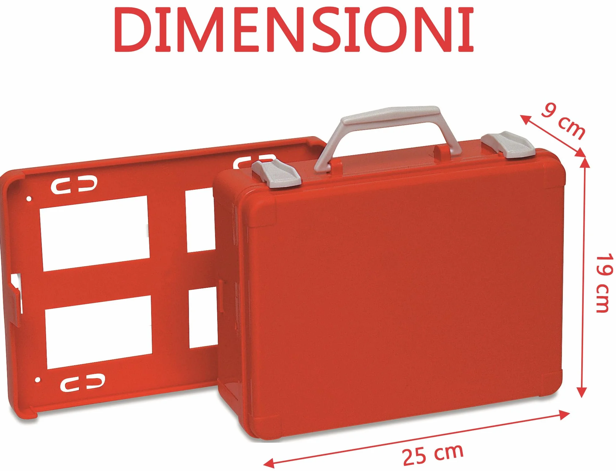 Valigetta Pronto Soccorso Vuota MEDIC 1 Arancio, Supporto a Muro, 250x190x90mm --
