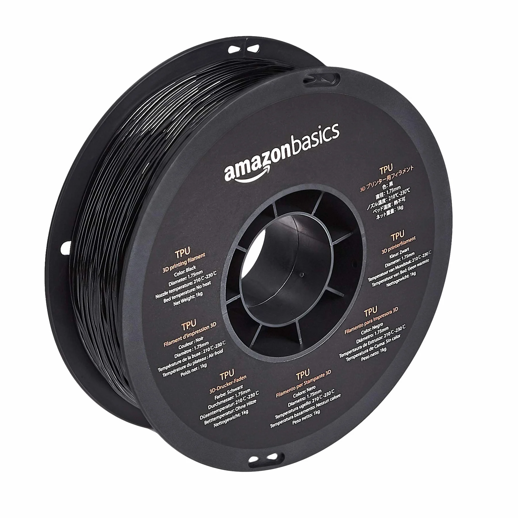 Amazon Basics Filamento TPU 1.75 mm nero 1 kg per stampanti 3D