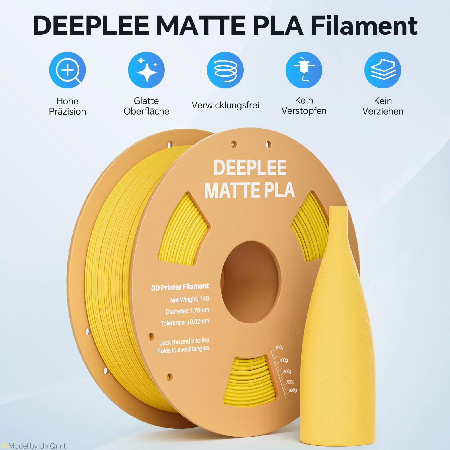 DEEPLEE Filamento Matte PLA 1,75 mm Marrone Terracotta 1 kg ±0,02 mm
