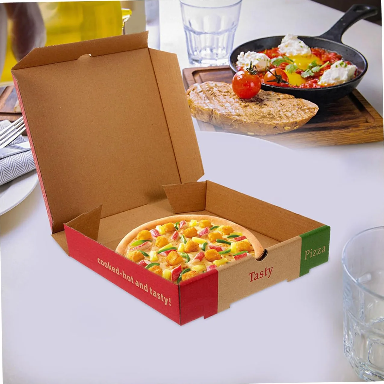 Scatole per Pizza da Asporto 10 Pezzi Contenitori per Pizza Multiuso Ristoranti Consegna