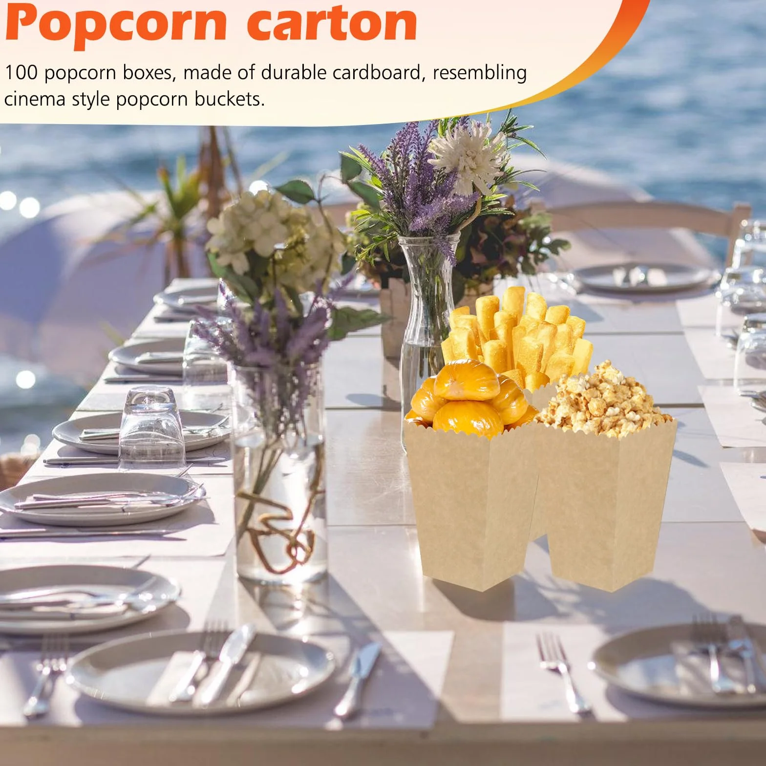 Sacchetti popcorn in carta kraft 100 pezzi per feste matrimoni compleanni