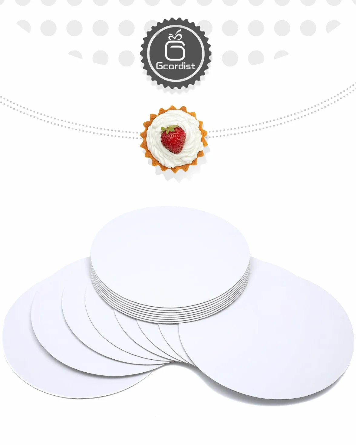 Gcardist 25 vassoi per torte rotondi 22,6 cm base in cartone per uso alimentare