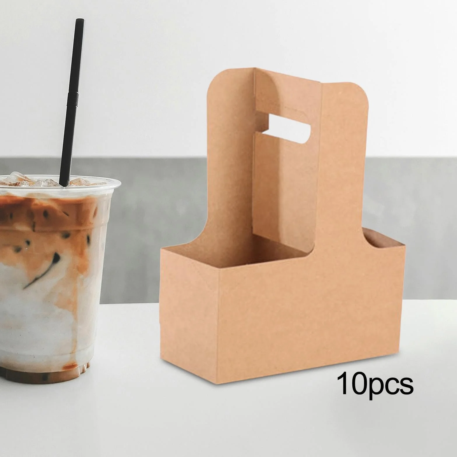 Portabevande 10 pezzi marrone con manico per portabicchieri da caffè