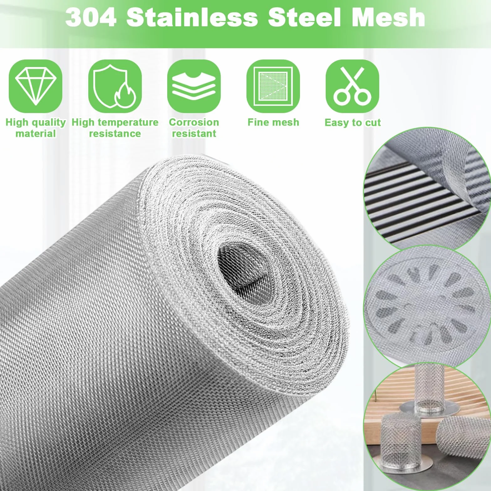 Rete metallica, rete in filo metallico fine 40 x 200 cm, rete metallica fine a 40 maglie, griglia di ventilazione in acciaio inossidabile 304 per mattoni forati, per il controllo di topi, roditori e i