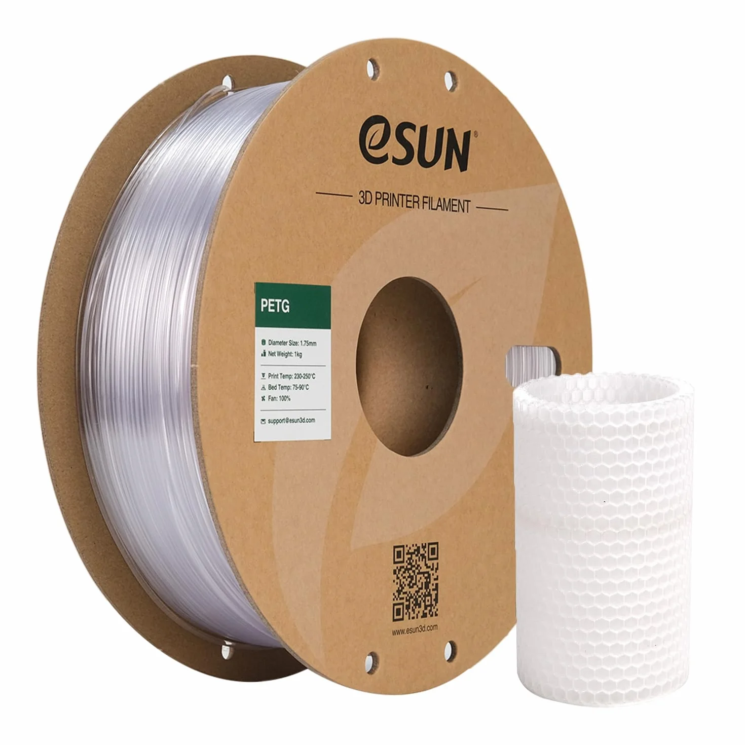 eSUN Filamento PETG 1.75mm 1kg Bobina per Stampante 3D, Precisione Dimensionale +/- 0.05mm, Naturale
