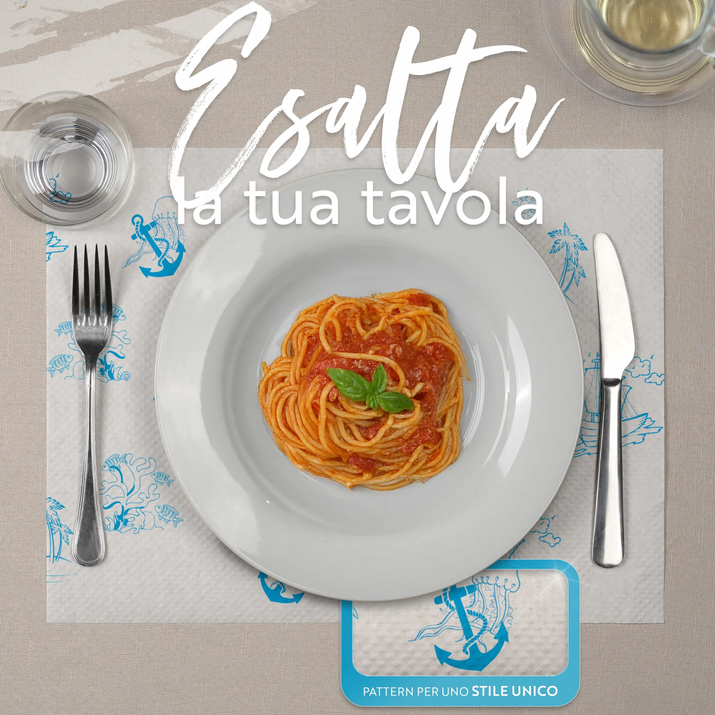 GIORDANO Cart 500 Tovagliette Carta Monouso Kraft Bianca Goffrata Oasi Marina - Tovagliette Americane Usa e Getta Resistenti