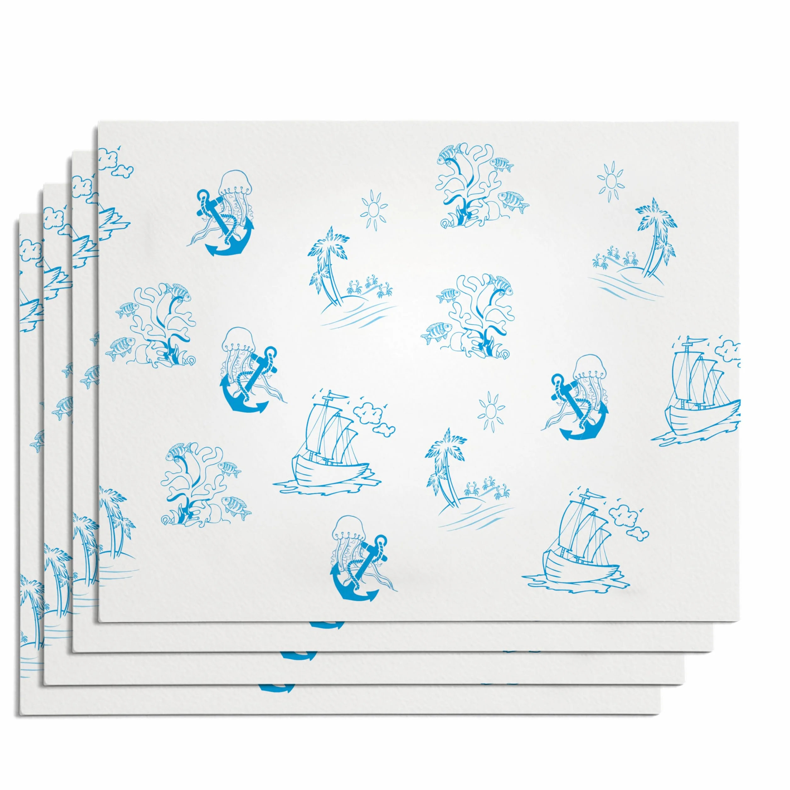 GIORDANO Cart 500 Tovagliette Carta Monouso Kraft Bianca Goffrata Oasi Marina - Tovagliette Americane Usa e Getta Resistenti