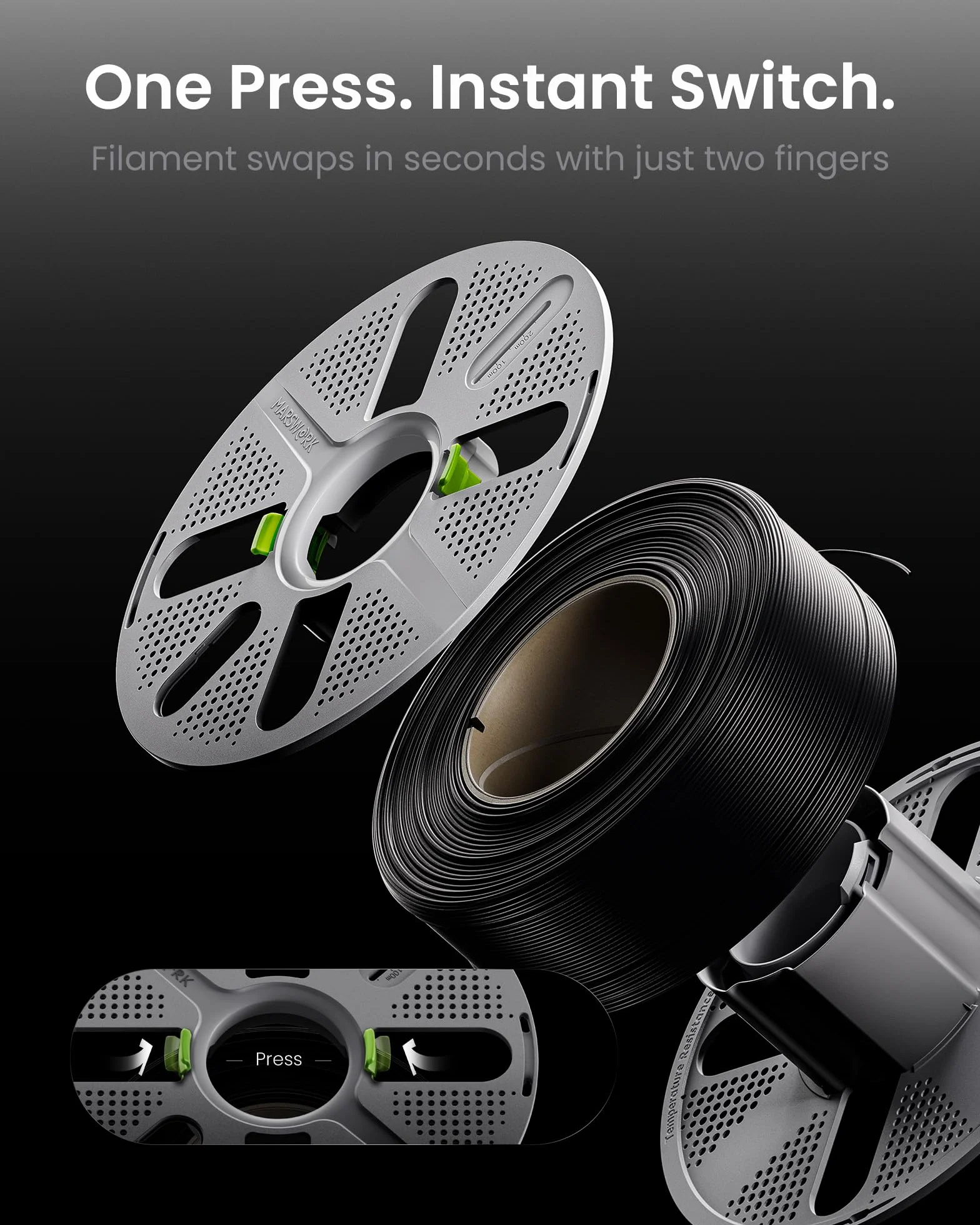 Filamento PLA 1,75 mm 1 kg per Stampanti 3D Bambu Lab, Bobina Riutilizzabile, Grigio