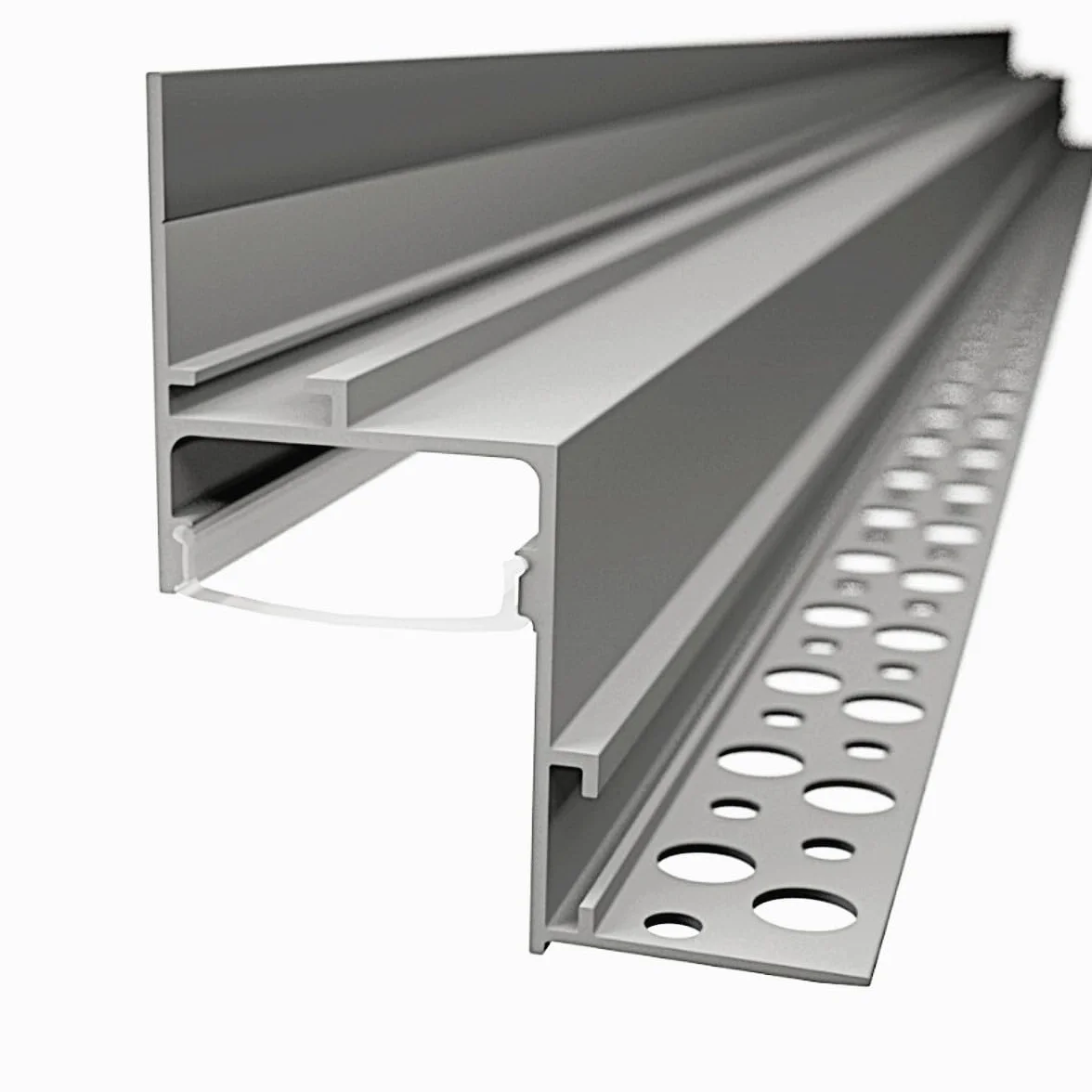 Profilo in Alluminio Aurora 2m per Cartongesso per Strisce LED Cover Opaca