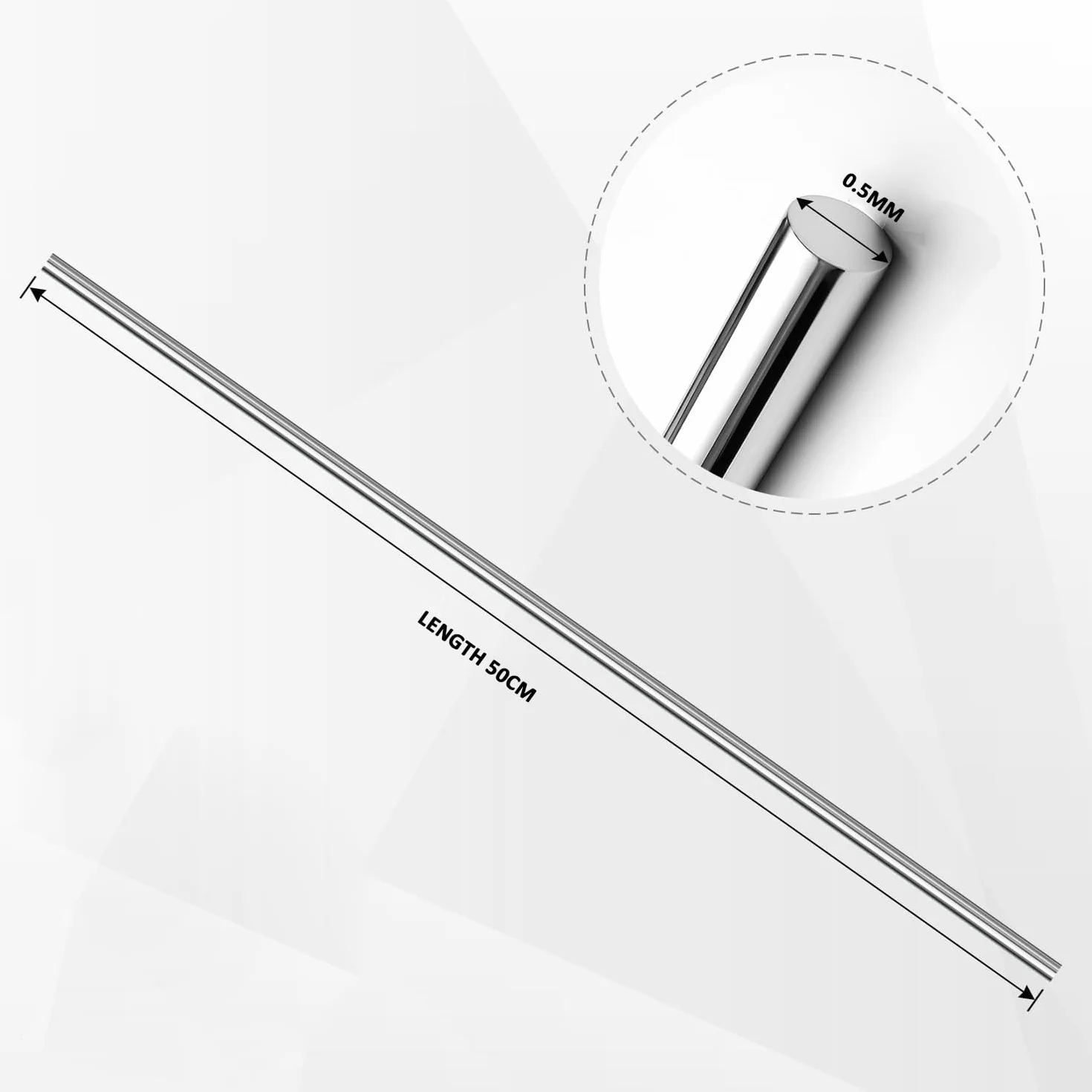 Diametro del Filo della Molla dell'Acciaio Inossidabile 0.2mm-0.7mm Lunghezza del Filo d'Acciaio della Molla Dritta Dura 50cm 20PCS,0.5mm