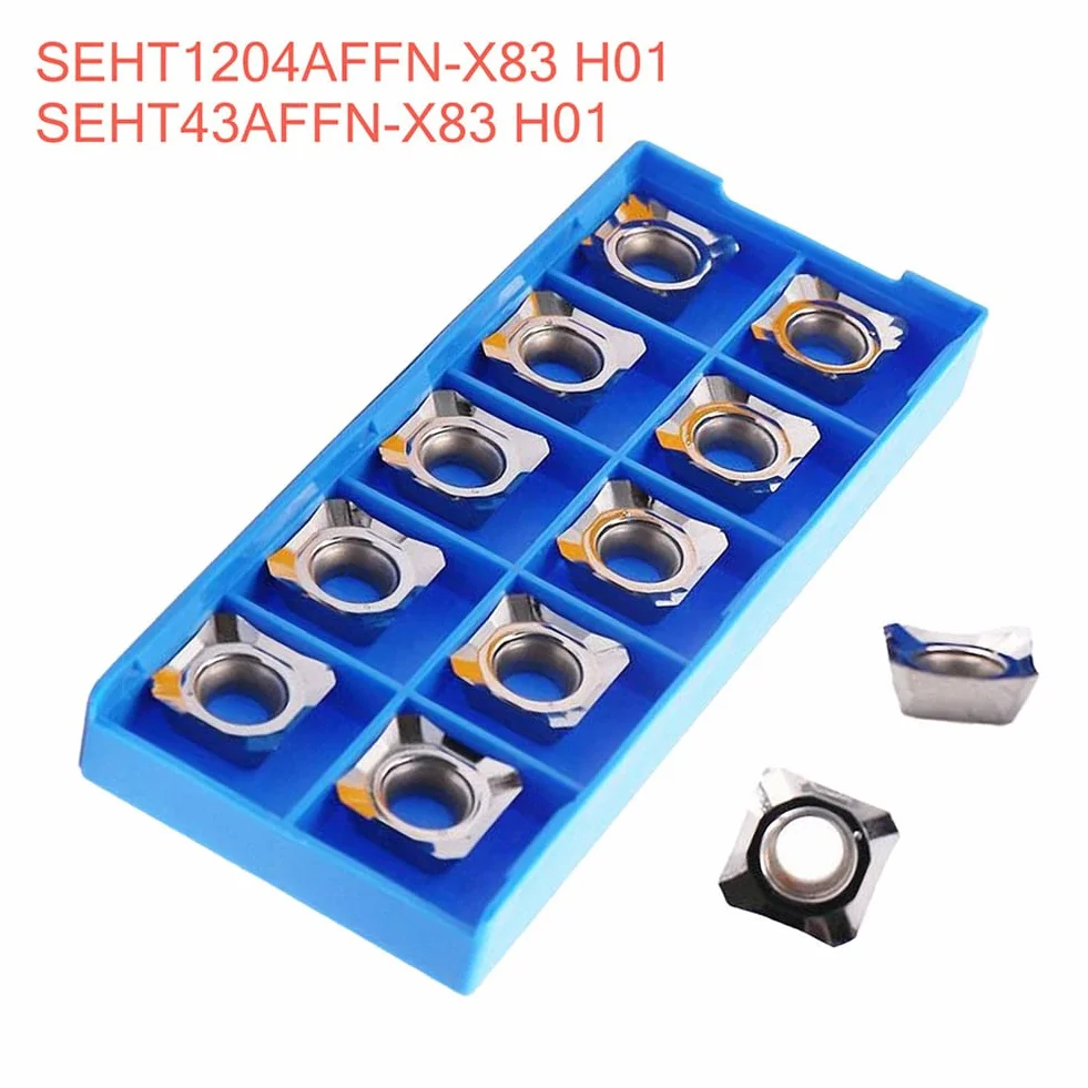 Inserti di tornitura in carburo seht1204affn -83 h01 seht 43 affn-83 inserto di fresatura per evidenziare alluminio 45deg indicizzabile inserto trapano