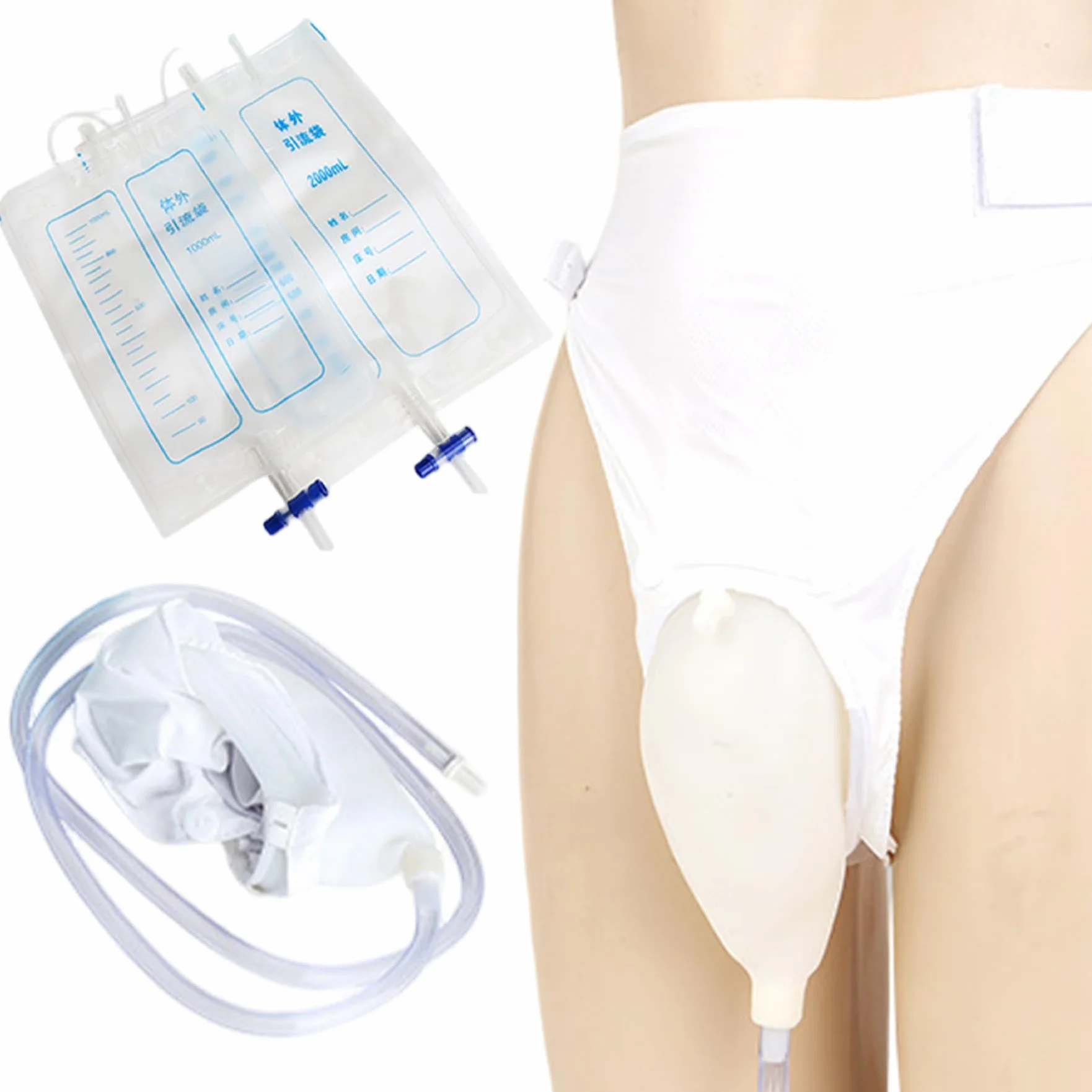 Catetere Esterno per Donne Orinatoio Femminile Indossabile in Silicone con Cintura ad Alta Elasticità Portatile Riutilizzabile con 2 Sacchetti per Urina