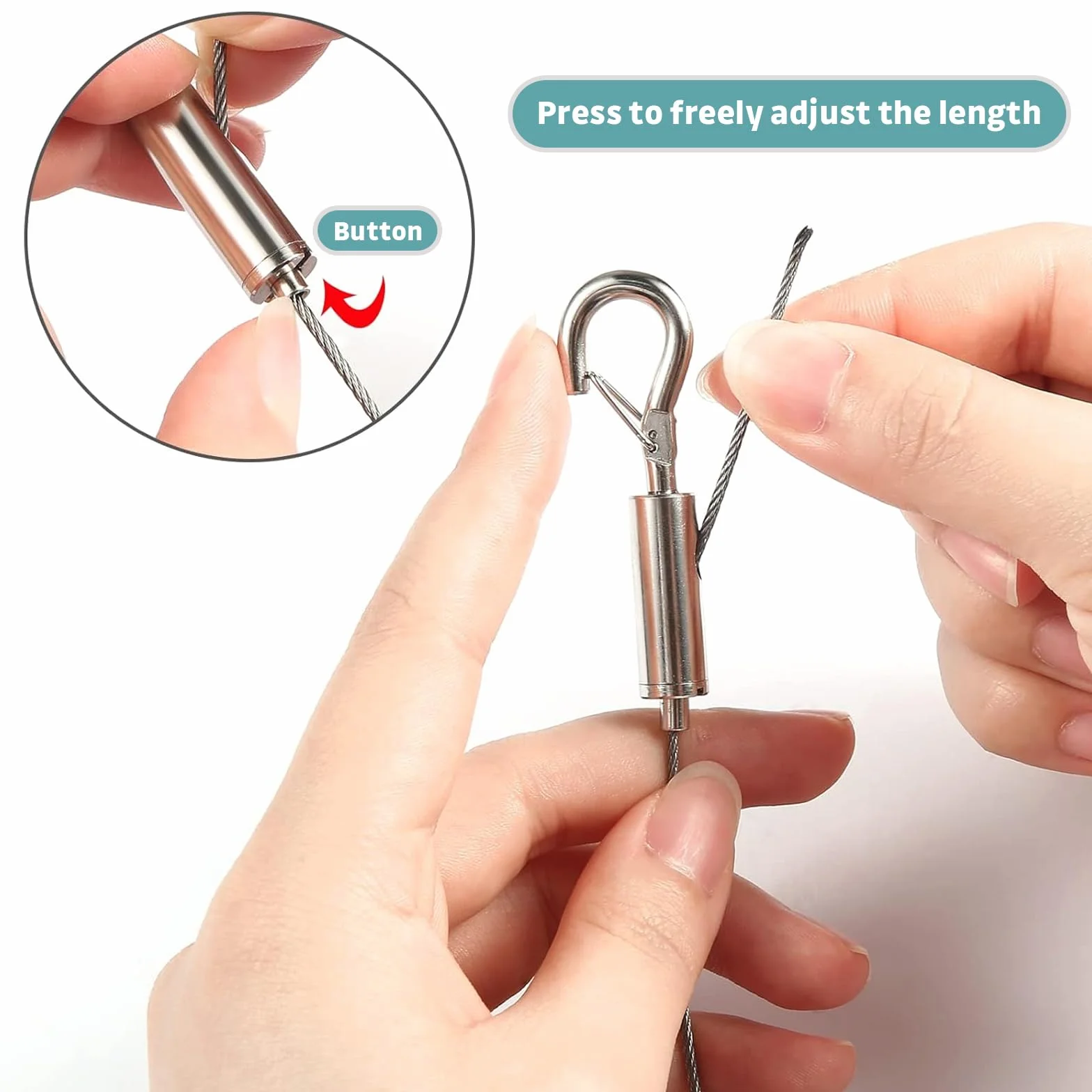 2 Filo Stendibiancheria per Esterno Regolabile Sospensione del Cavo Sospeso kit per Appendere la Corda in Acci Cavi D'Acciaio Rivestiti con Ganci per Recinzioni,Stendibiancheria,Pianta Rampicante