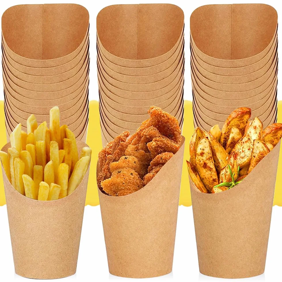 REFORUNG 50 Pz Contenitori per Patatine Fritte 12oz Tazze di Carta Kraft per Snack