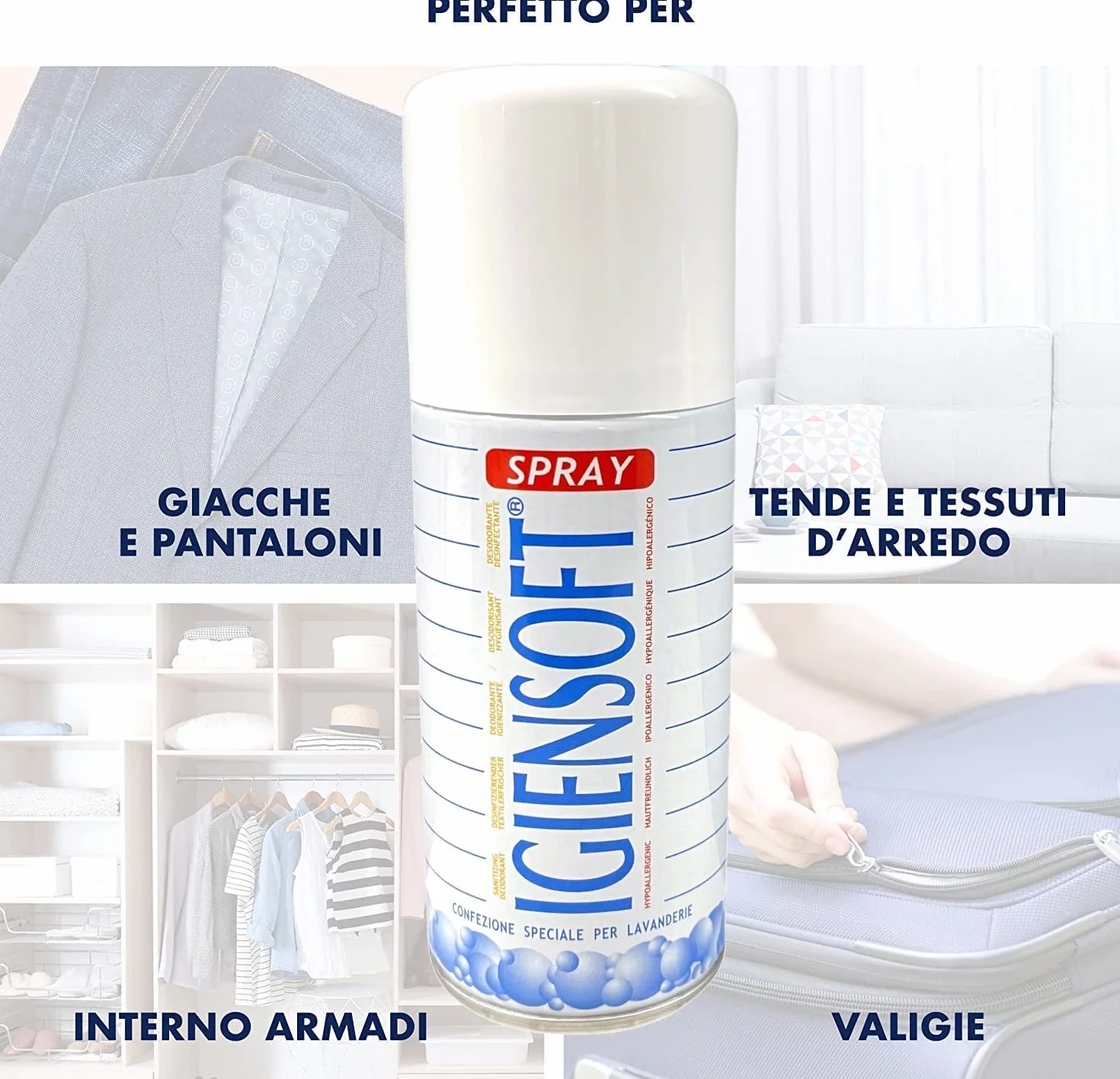 RAMPI Tris Deo Igiensoft Spray Igienizzante Tessuti Profumatore per Ambienti Deodorante 3x400ml
