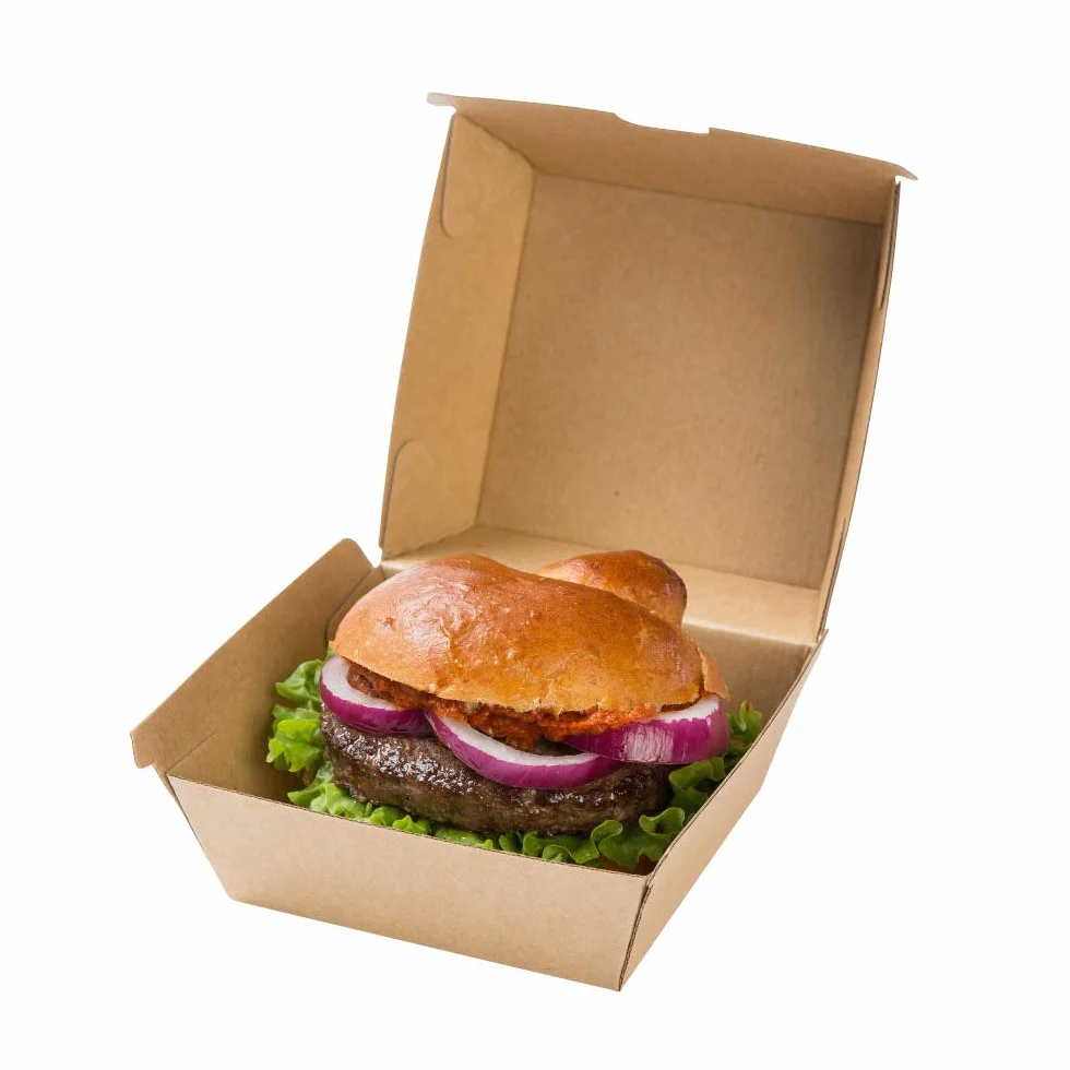 GREENBOX Burger Box 50 pezzi 13 x 14 x 8 cm Kraft cartone biodegradabili