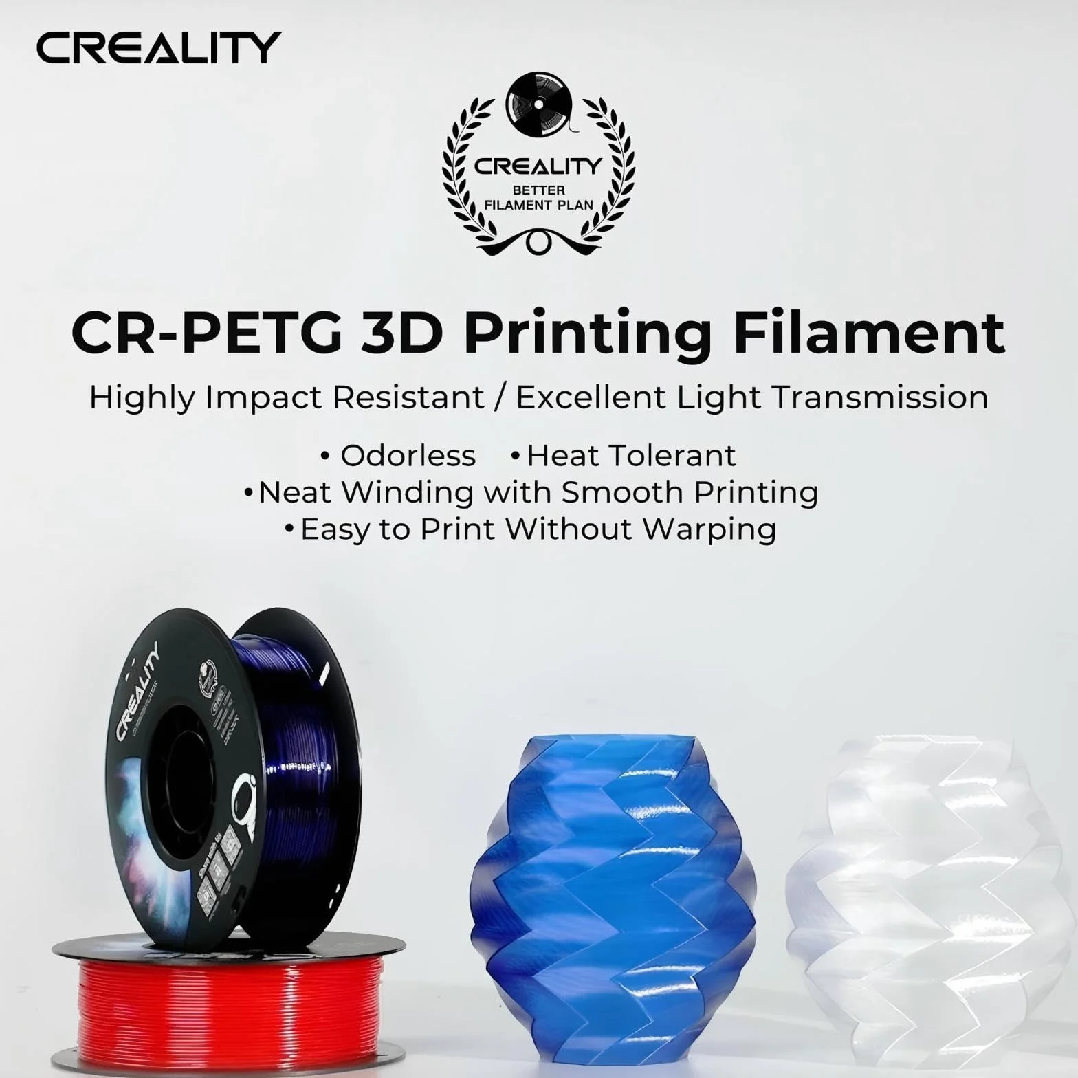 Creality Filamento PETG 1.75mm 1kg Blu Trasparente per Stampanti 3D