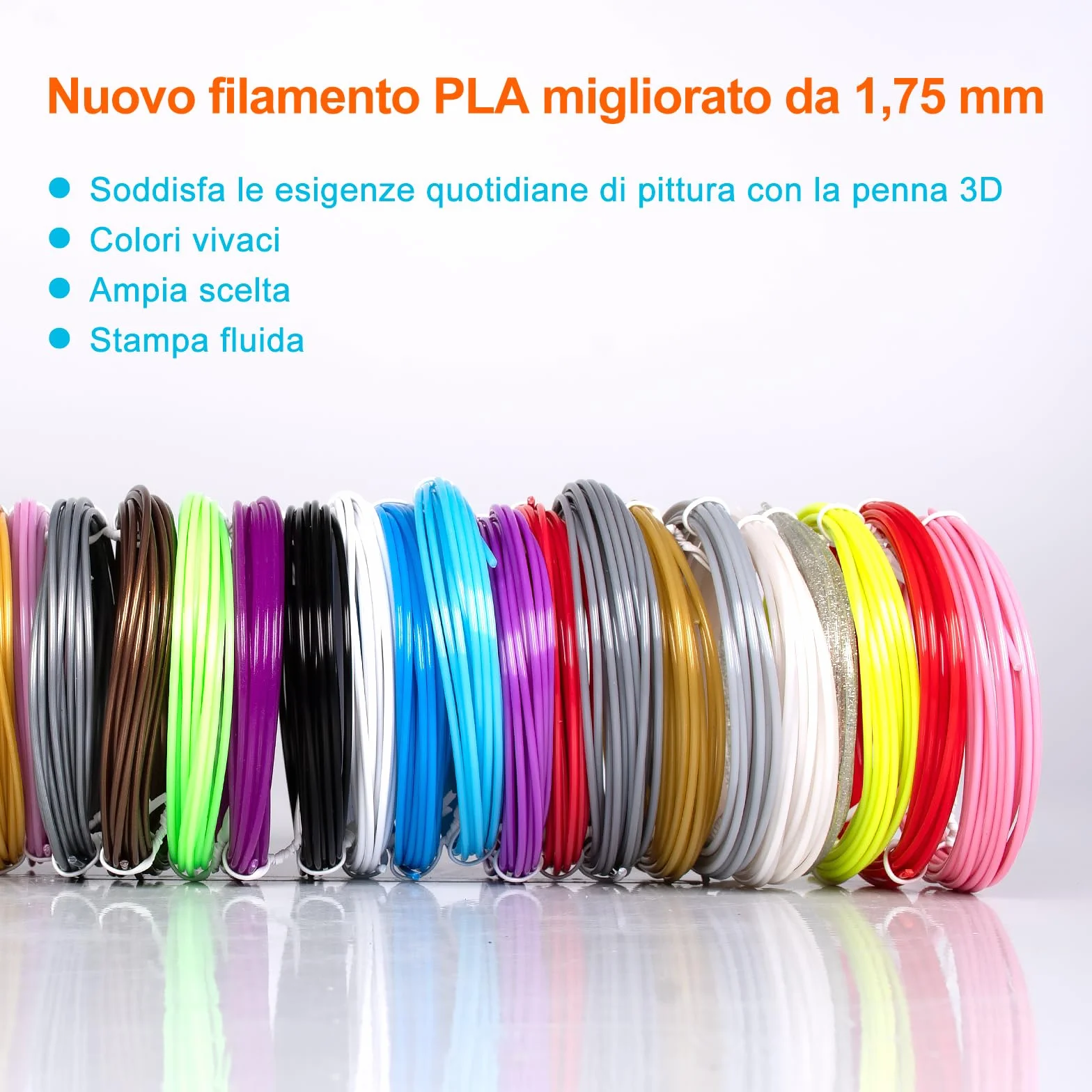 Kretrum 40 colori 3D penna filamento PLA 1,75 mm compatibile MYNT3D SCRIB3D 394 piedi