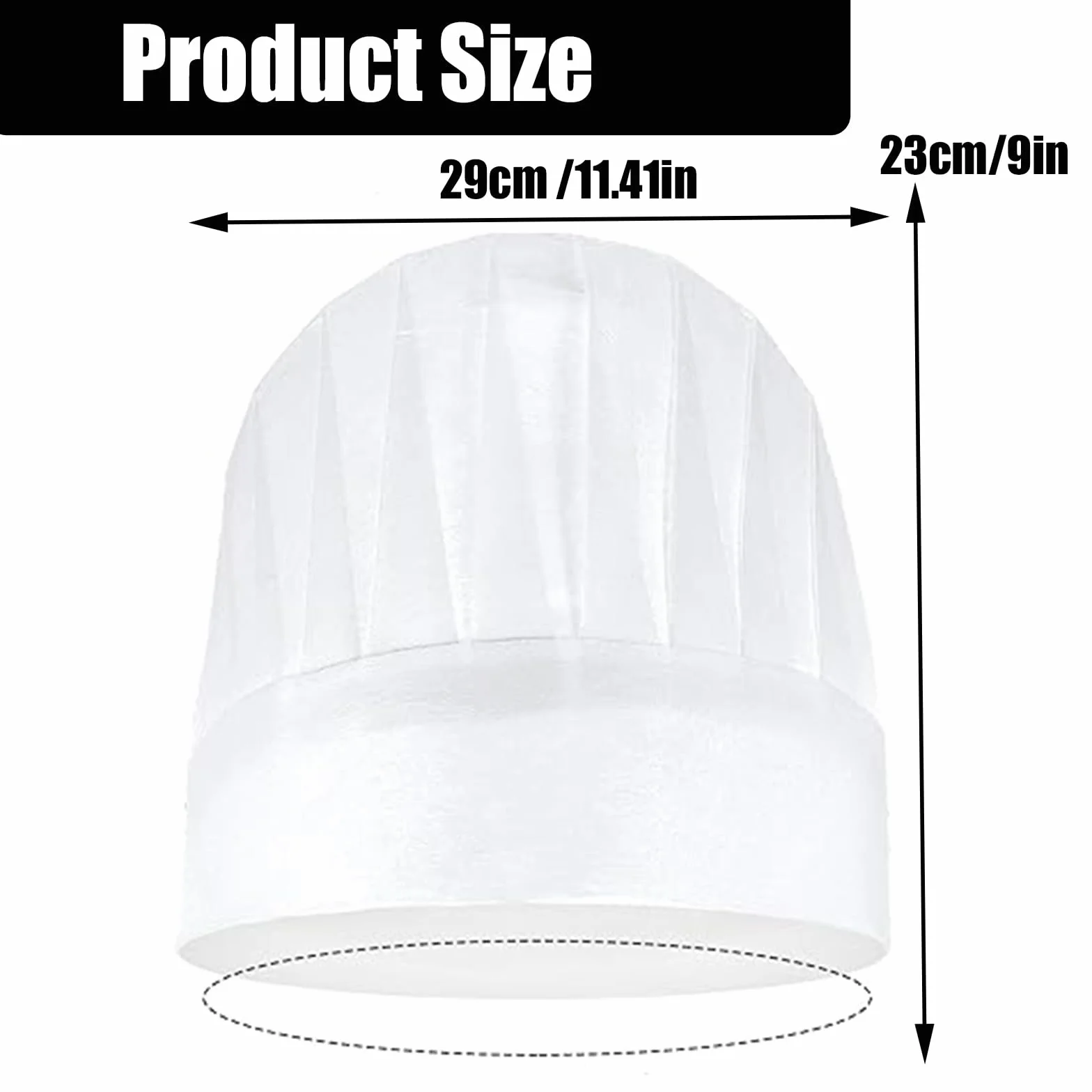 Cappelli da Cuoco Monouso in Carta 9 Pollici Bianco Confezione da 30