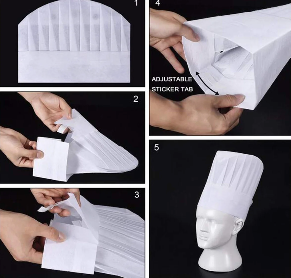 Monouso Cappelli da Chef 40PCS Cappellini da Cuoco Regolabile Set di Cappello da Cucina