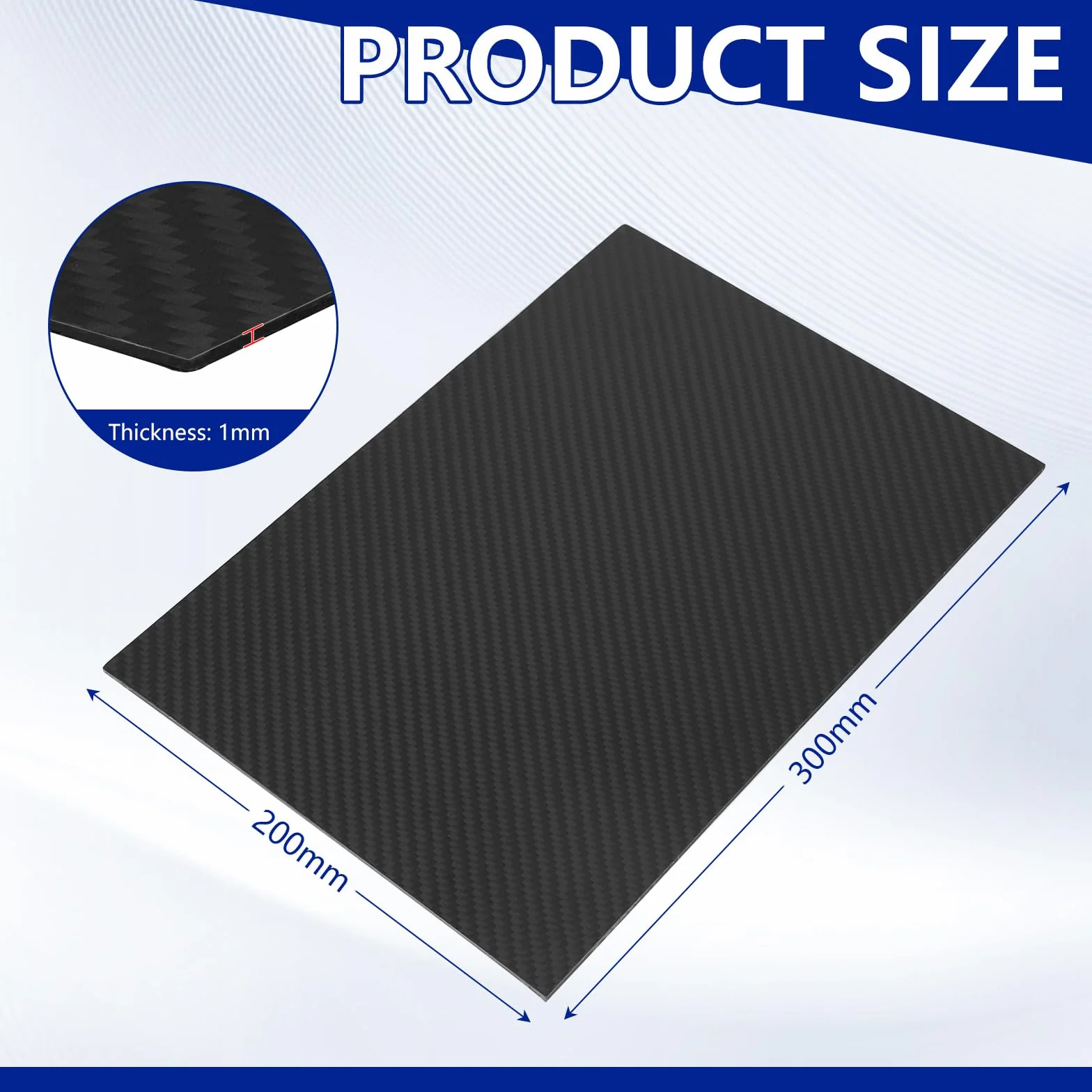 1 Piastra in Fibra di Carbonio 200x300x1mm Tessuto Opaco Entrambi i Lati Lastra in fibra carbonio 100% 3K lastra composita GFK per modellismo DIY riparazioni strutturali e parti lavorate a CNC